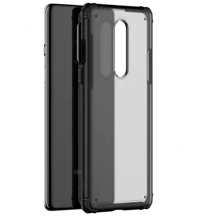 Rugged Frosted Series Hybrid Translucent Back Cover for One Plus 8 6.55 inch, Black