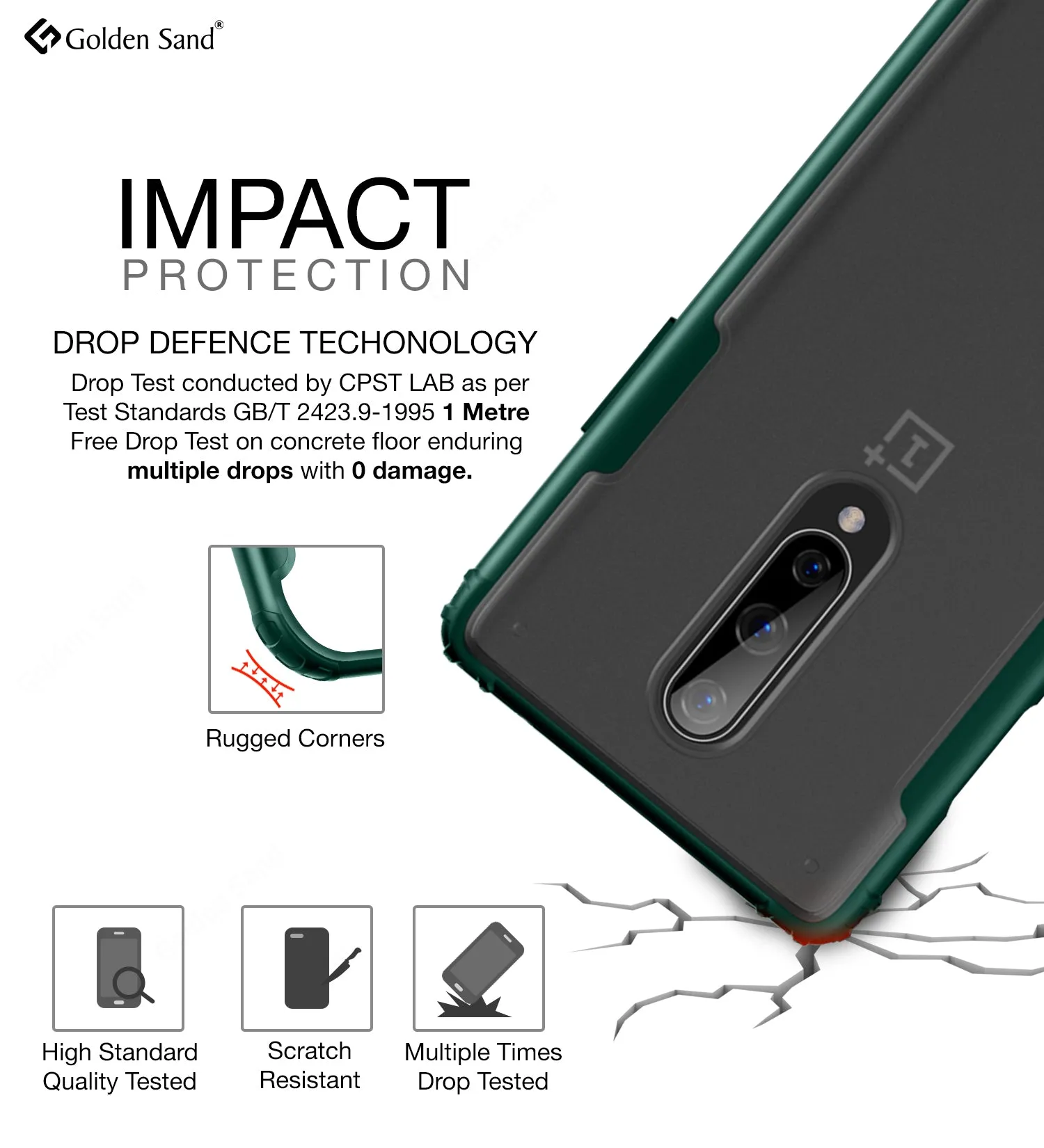 Rugged Frosted Series Hybrid Translucent Back Cover for One Plus 8 6.55 inch, Green