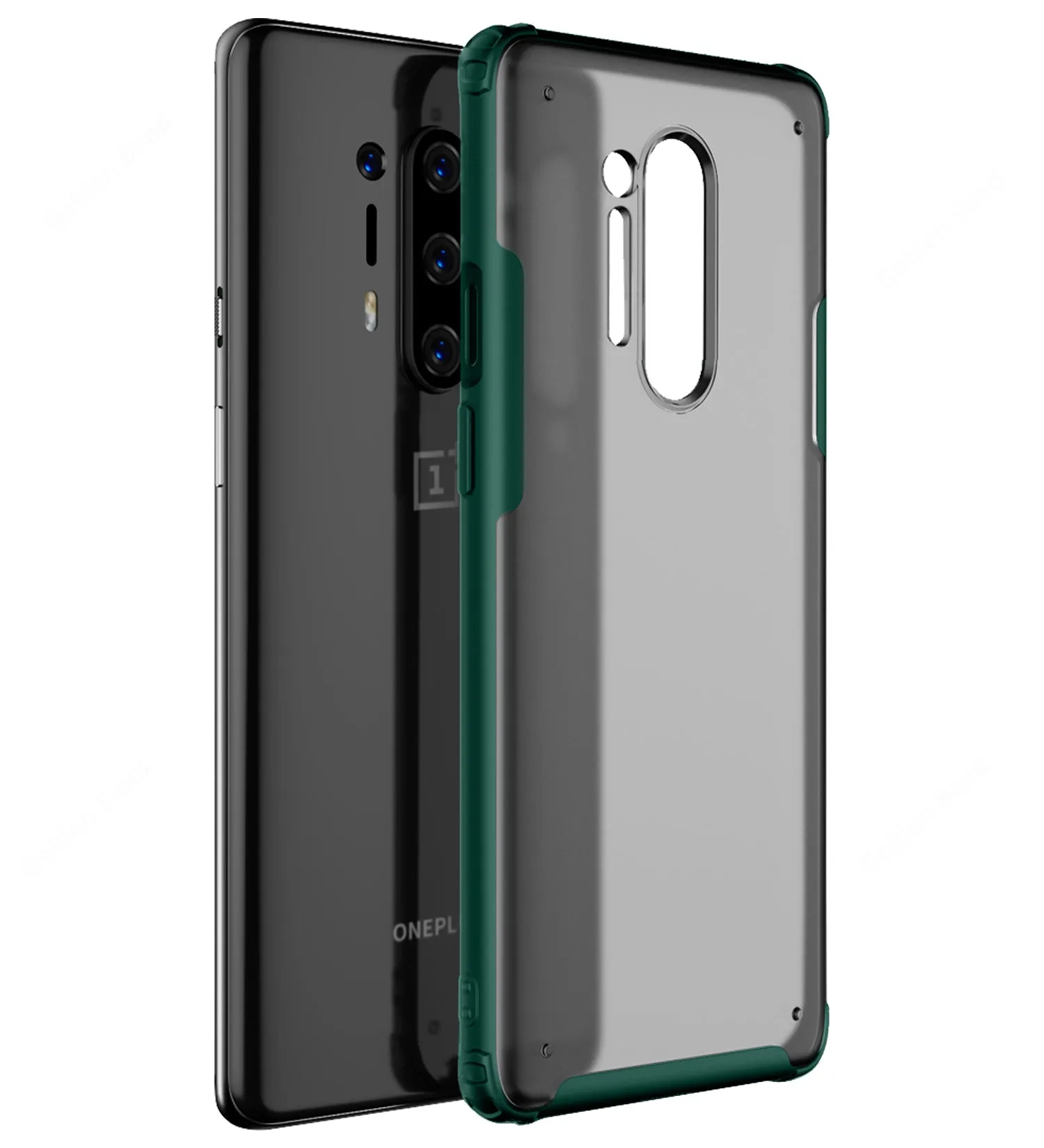 Rugged Frosted Series Hybrid Translucent Back Cover for One Plus 8 Pro 6.78 inch, Green