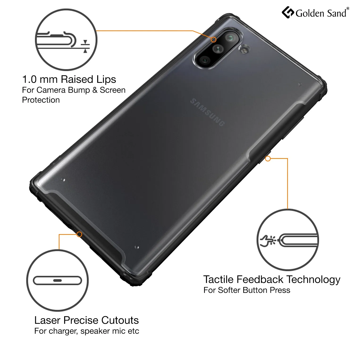 Rugged Frosted Series Hybrid Translucent Back Cover for Samsung Galaxy Note 10 6.7 inch, Black