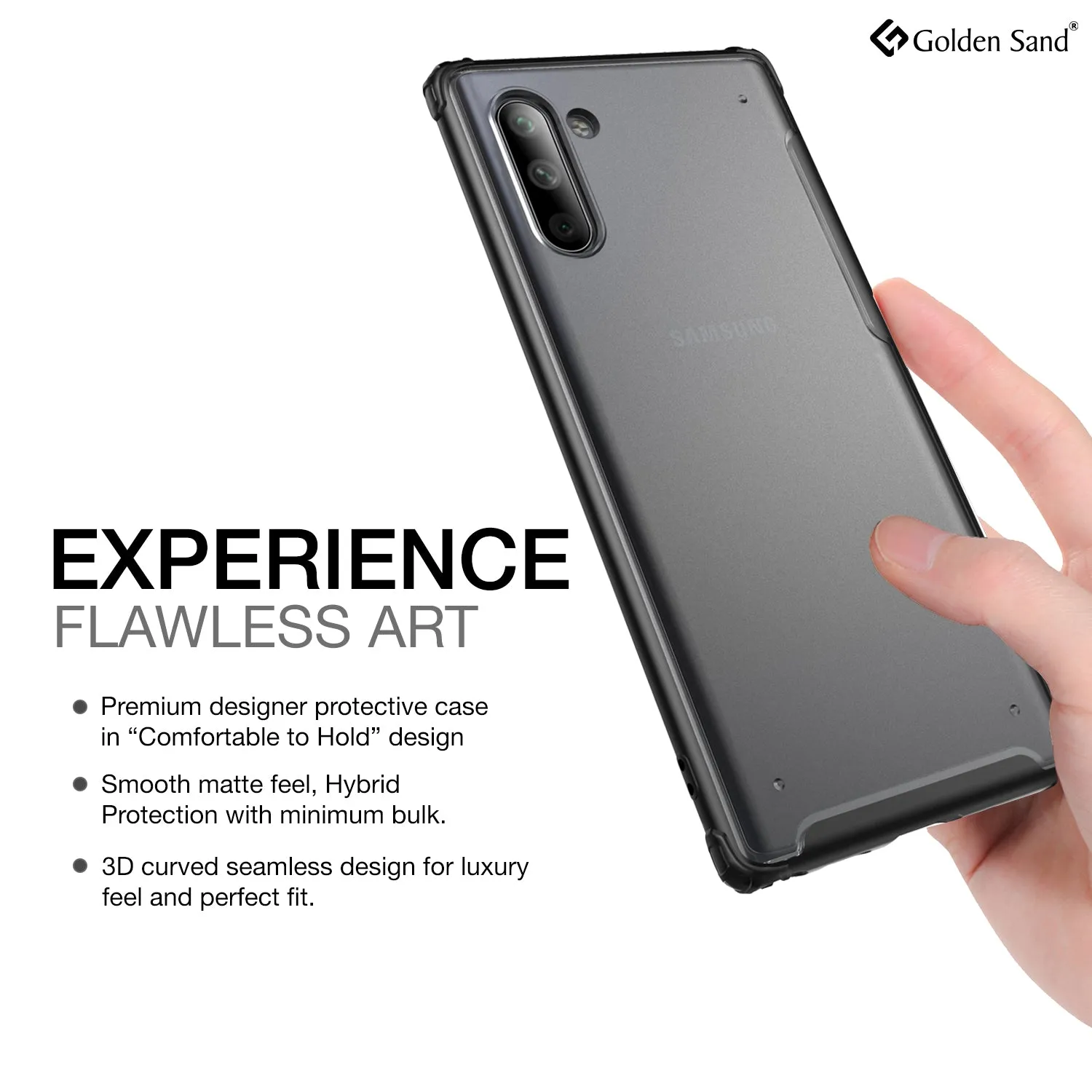 Rugged Frosted Series Hybrid Translucent Back Cover for Samsung Galaxy Note 10 6.7 inch, Black