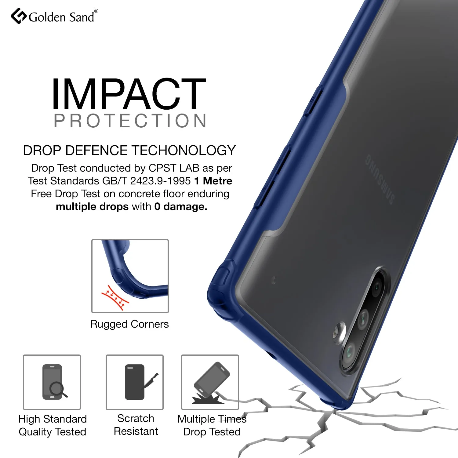 Rugged Frosted Series Hybrid Translucent Back Cover for Samsung Galaxy Note 10 6.7 inch, Blue