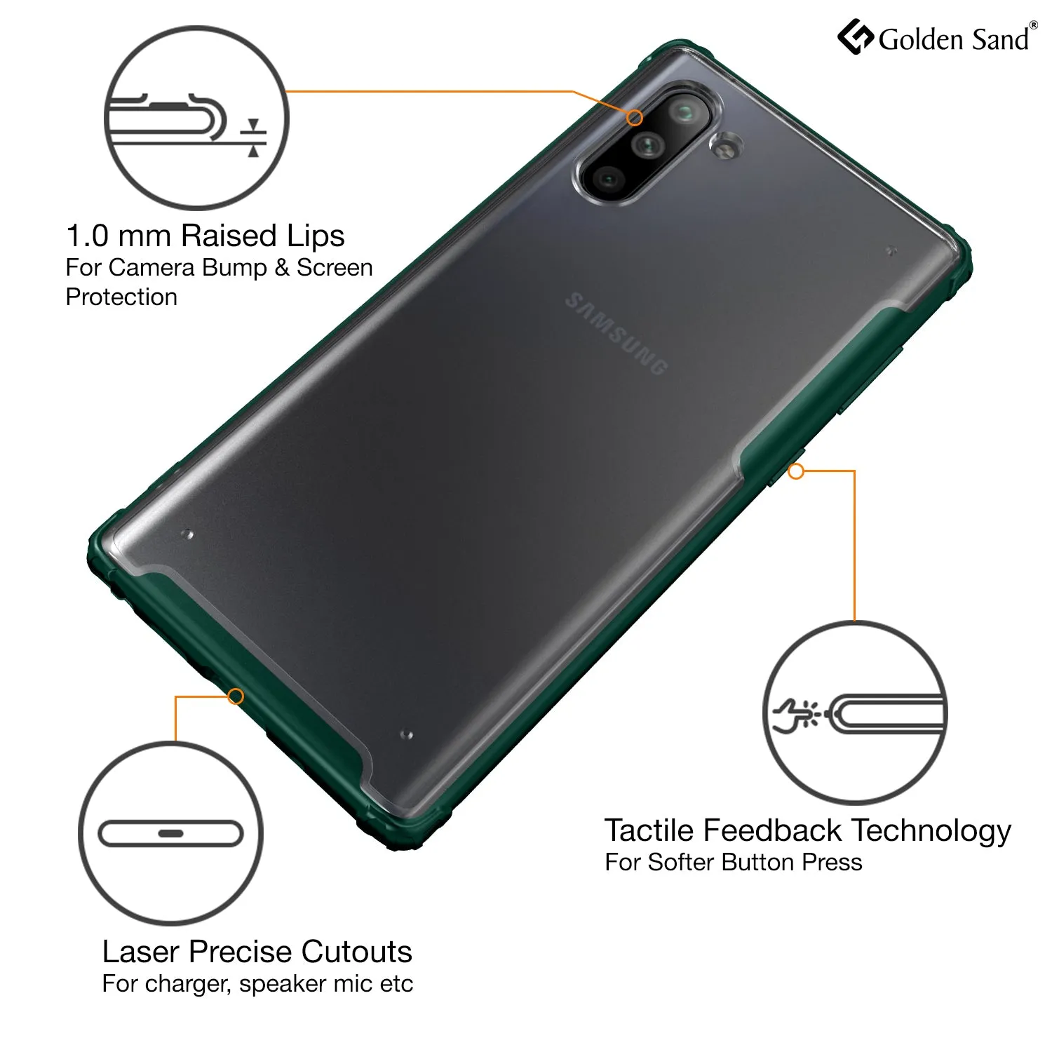 Rugged Frosted Series Hybrid Translucent Back Cover for Samsung Galaxy Note 10 6.7 inch, Green