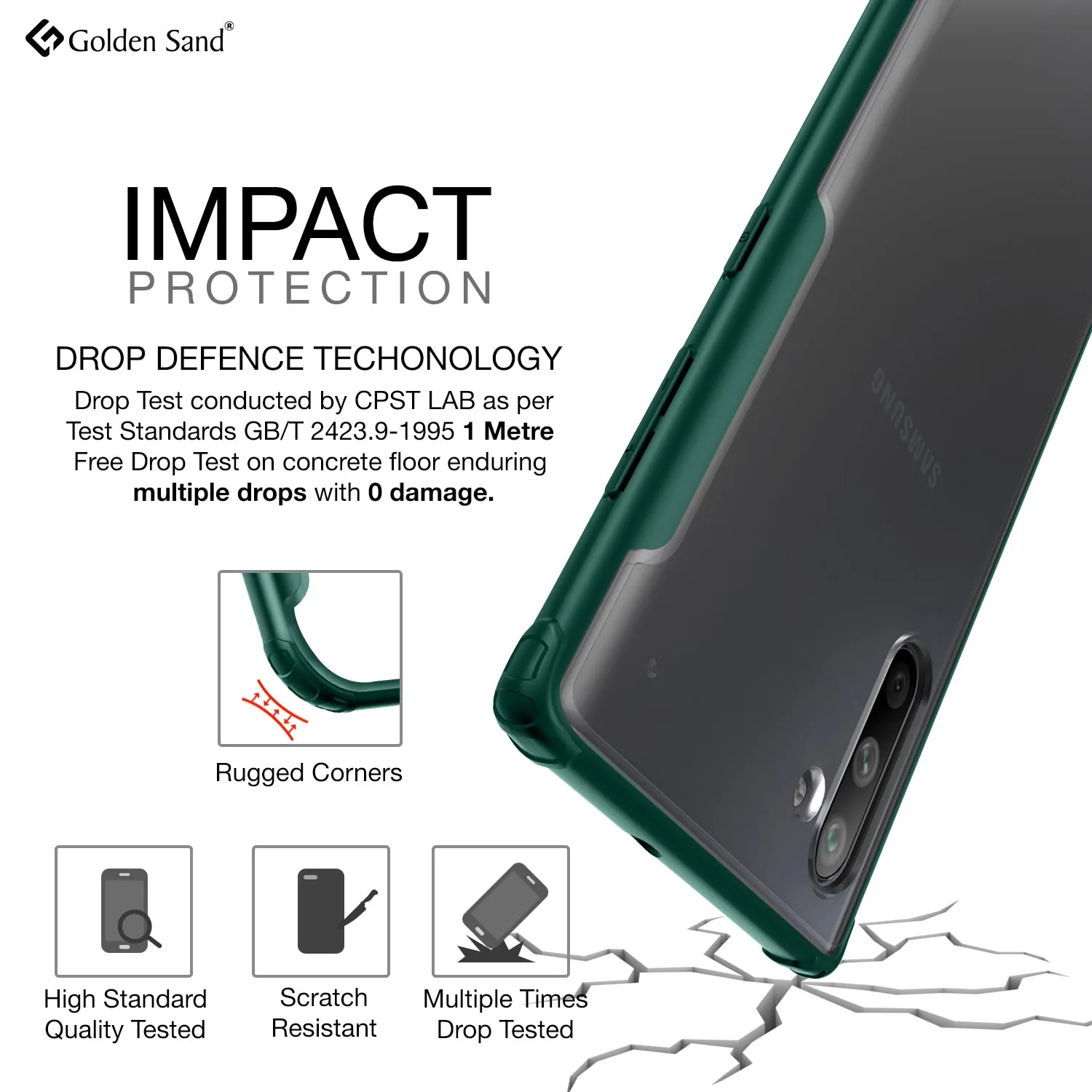 Rugged Frosted Series Hybrid Translucent Back Cover for Samsung Galaxy Note 10 6.7 inch, Green