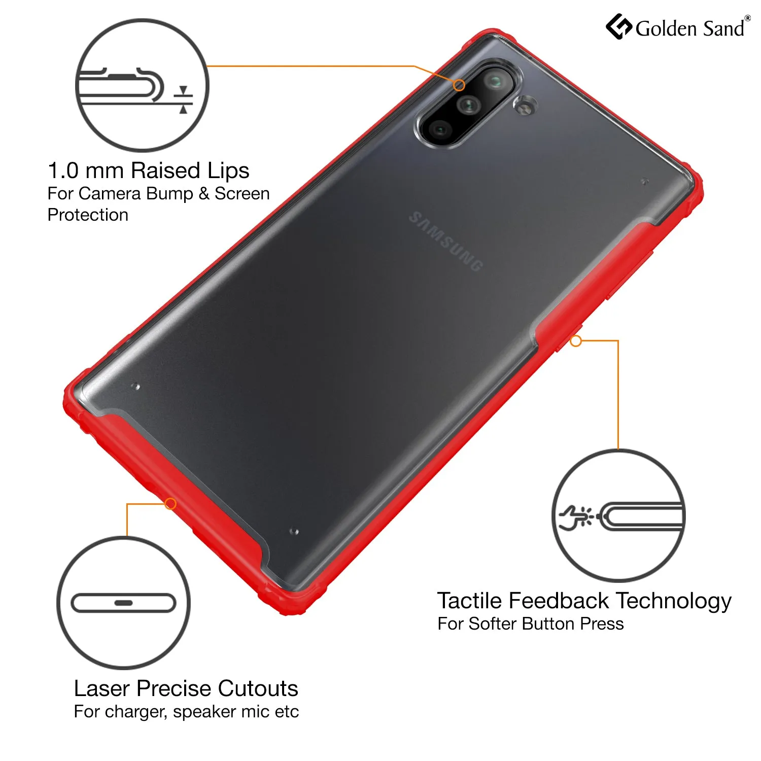 Rugged Frosted Series Hybrid Translucent Back Cover for Samsung Galaxy Note 10 6.7 inch, Red