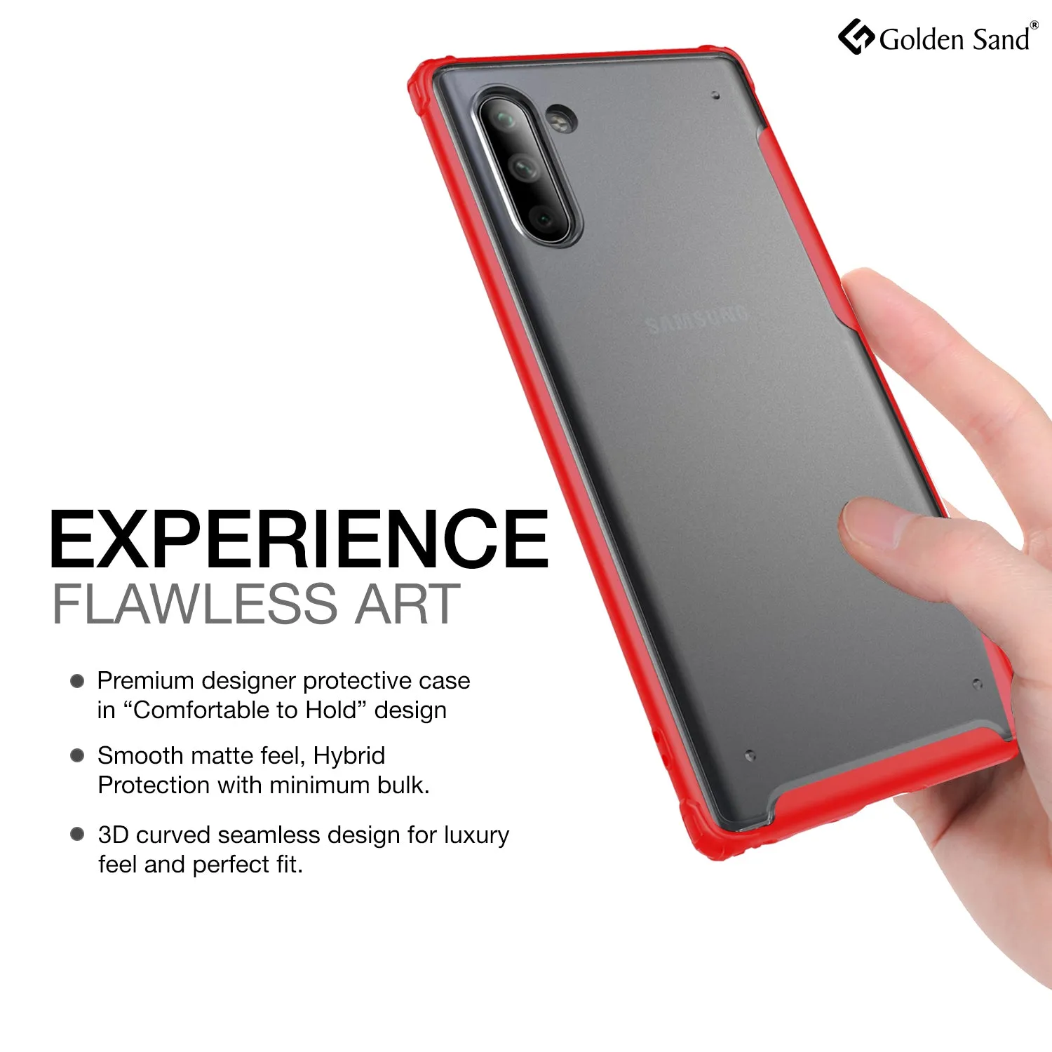 Rugged Frosted Series Hybrid Translucent Back Cover for Samsung Galaxy Note 10 6.7 inch, Red
