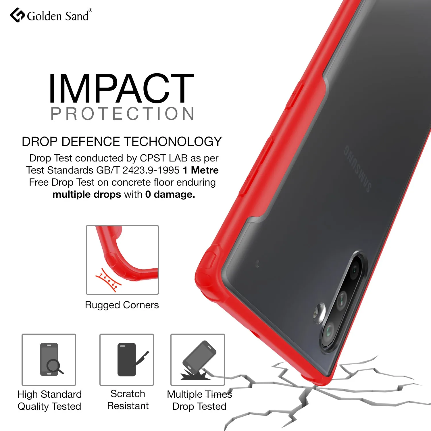 Rugged Frosted Series Hybrid Translucent Back Cover for Samsung Galaxy Note 10 6.7 inch, Red
