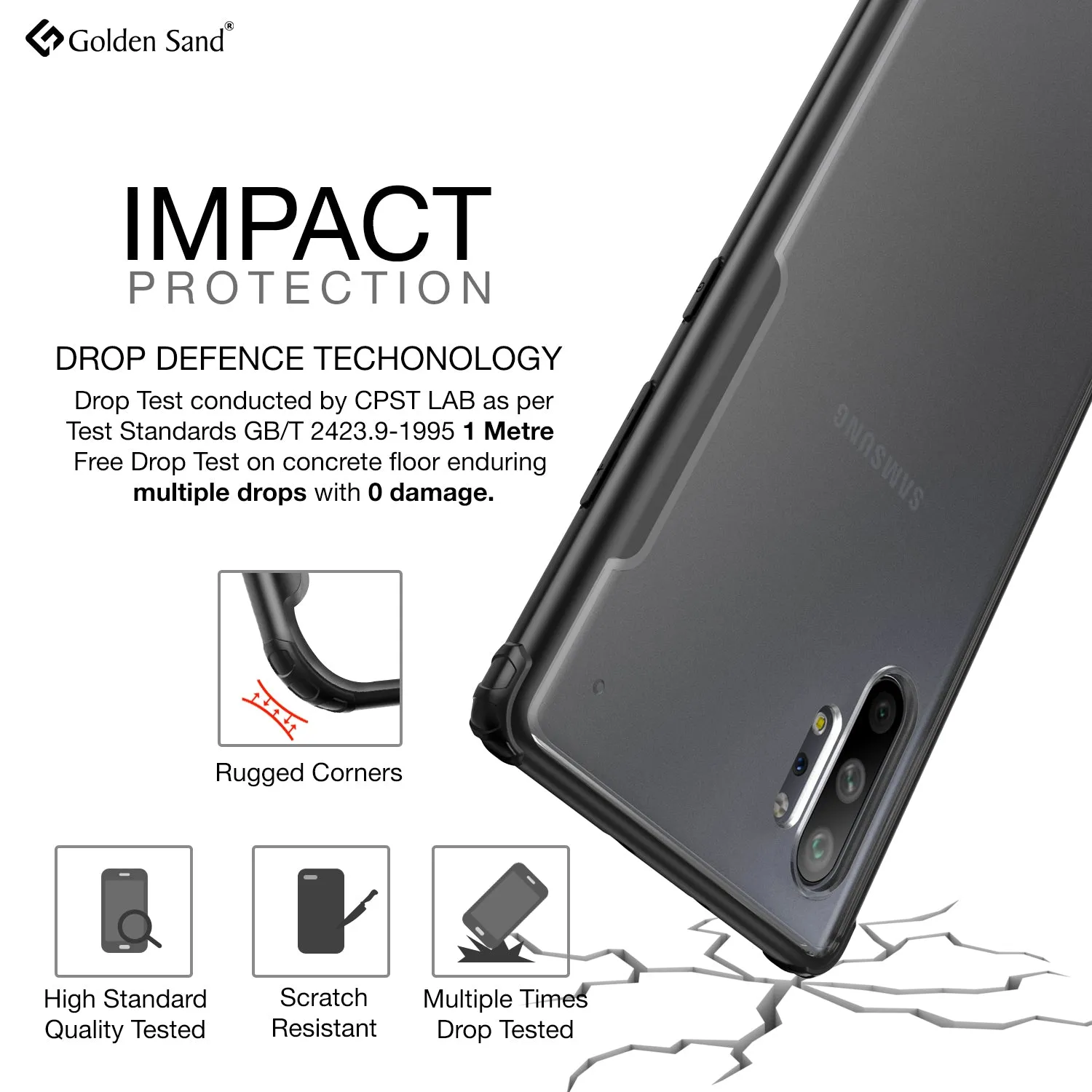 Rugged Frosted Series Hybrid Translucent Back Cover for Samsung Galaxy Note 10 Plus 6.8 inch, Black
