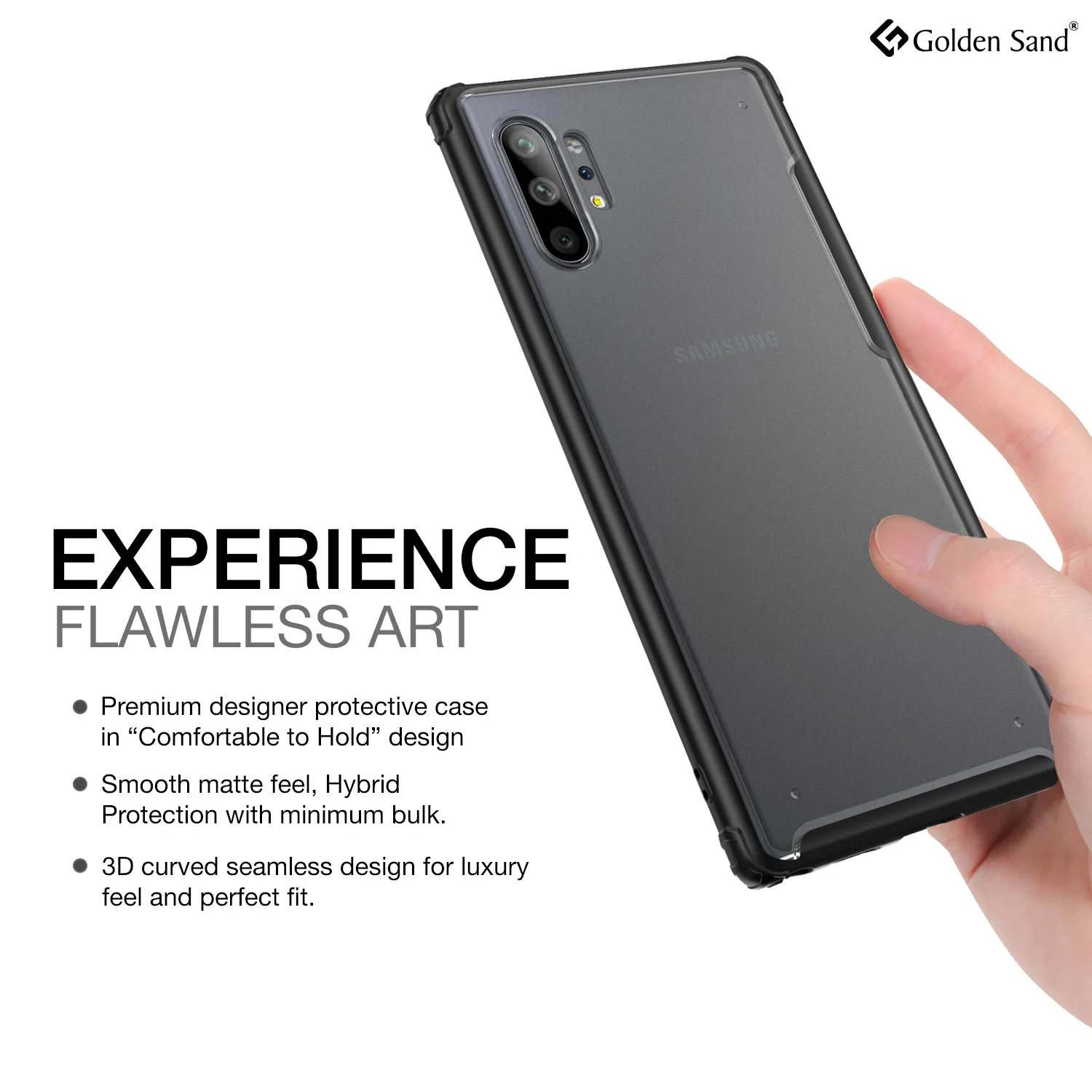 Rugged Frosted Series Hybrid Translucent Back Cover for Samsung Galaxy Note 10 Plus 6.8 inch, Black