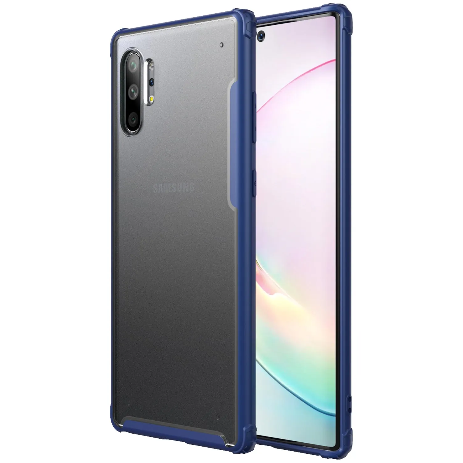 Rugged Frosted Series Hybrid Translucent Back Cover for Samsung Galaxy Note 10 Plus 6.8 inch, Blue