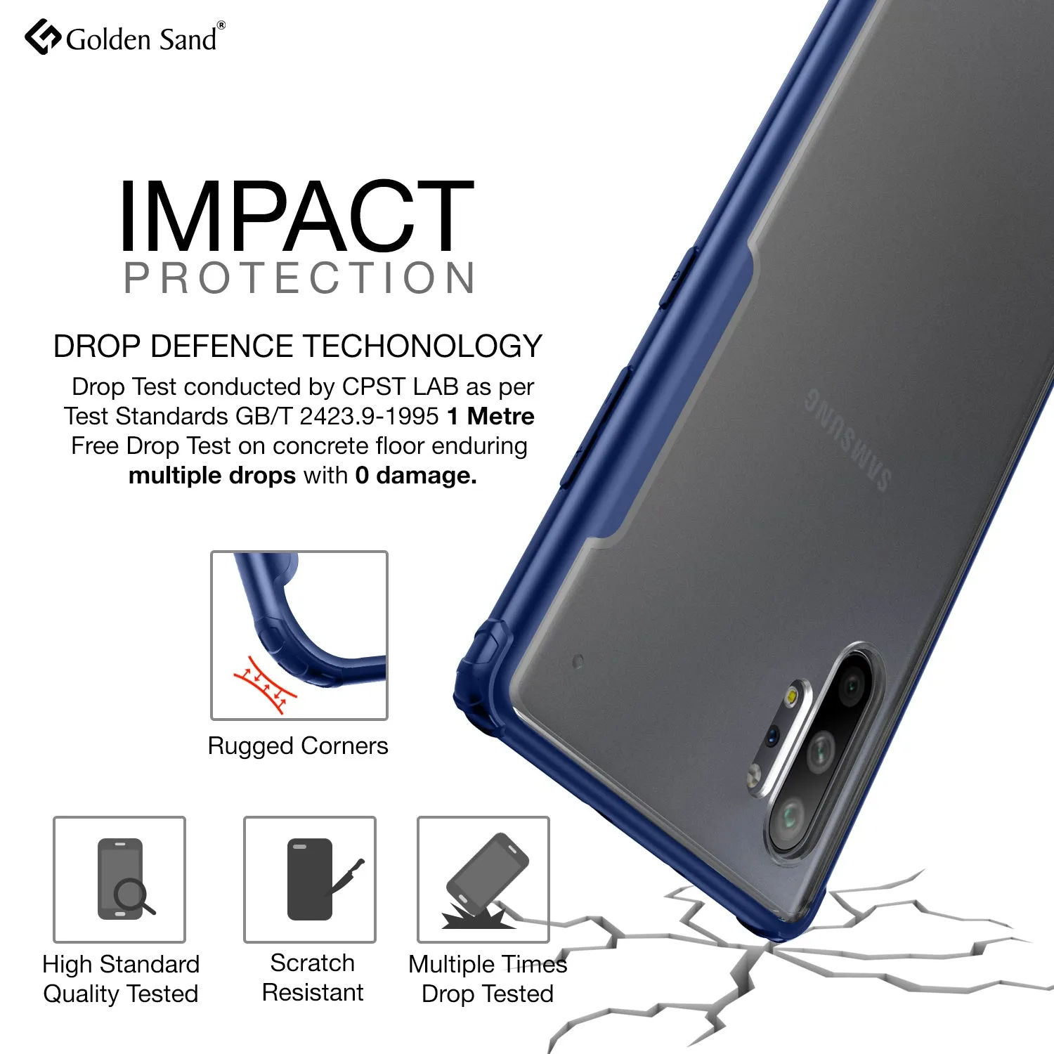 Rugged Frosted Series Hybrid Translucent Back Cover for Samsung Galaxy Note 10 Plus 6.8 inch, Blue