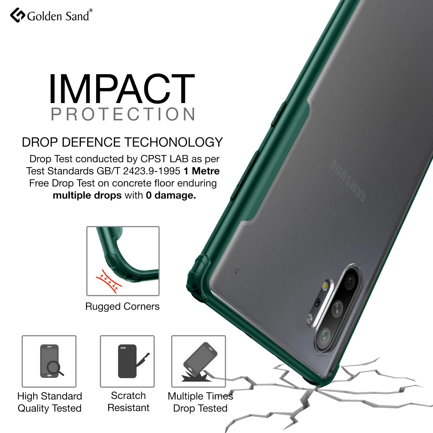 Rugged Frosted Series Hybrid Translucent Back Cover for Samsung Galaxy Note 10 Plus 6.8 inch, Green