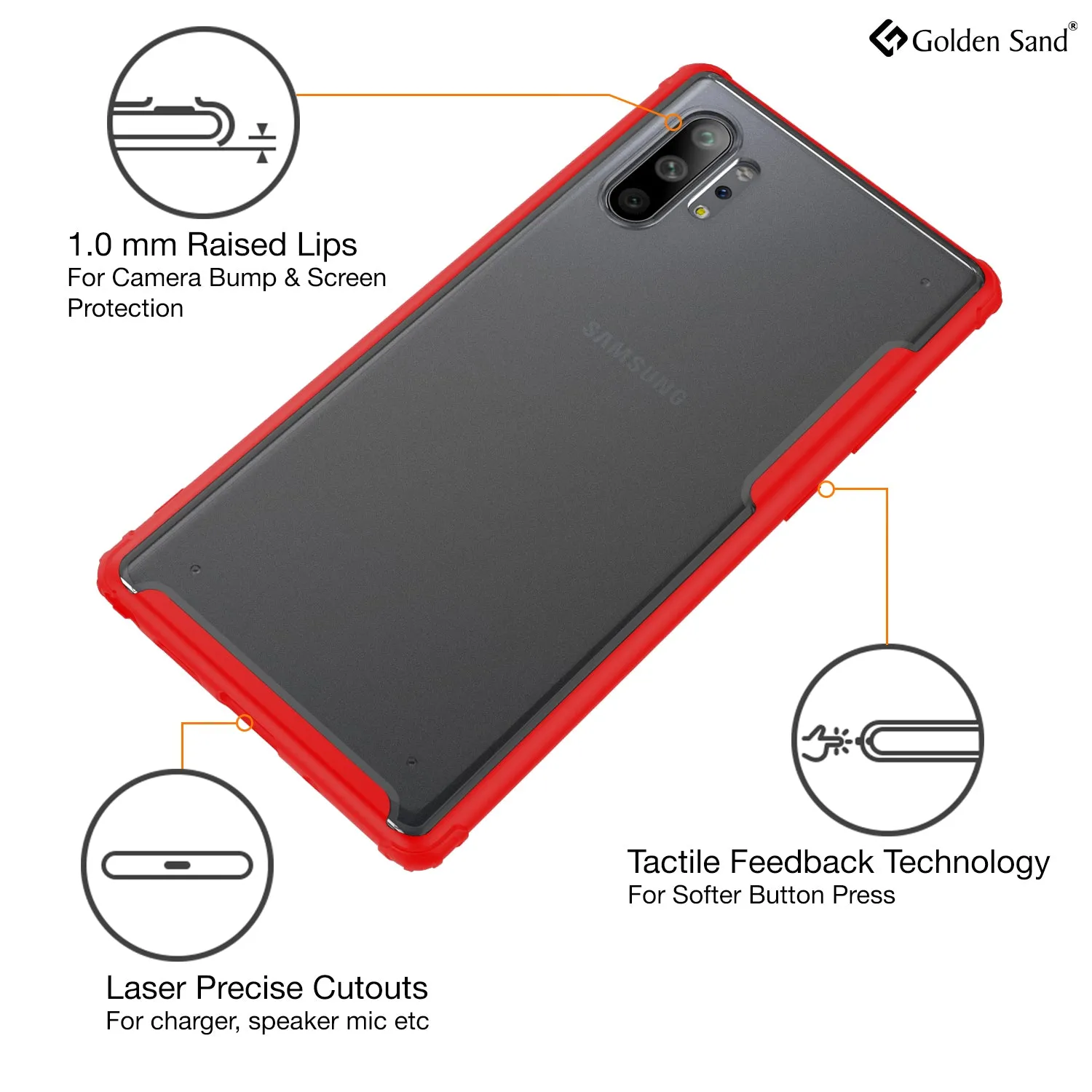Rugged Frosted Series Hybrid Translucent Back Cover for Samsung Galaxy Note 10 Plus 6.8 inch, Red