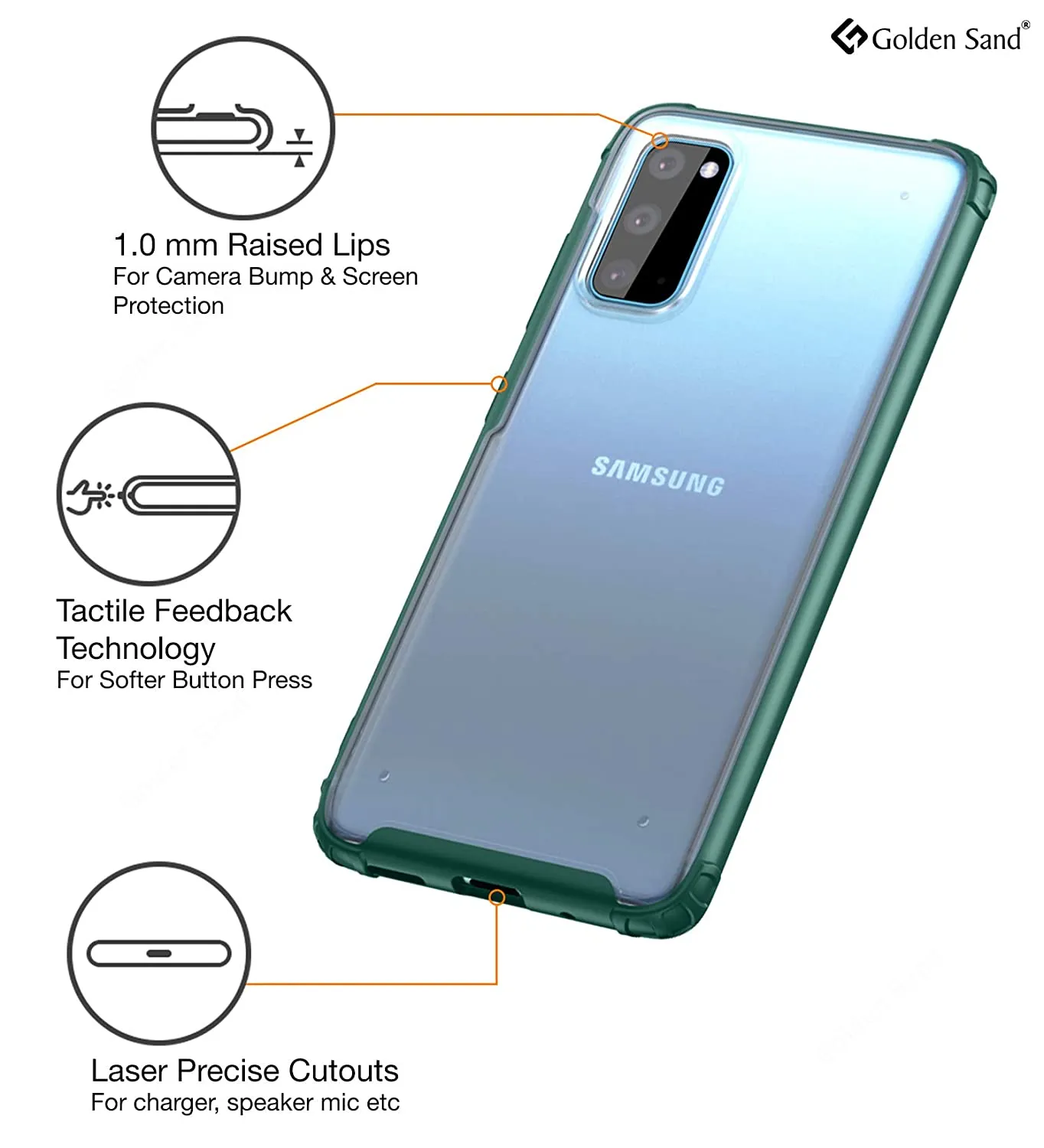 Rugged Frosted Series Hybrid Translucent Back Cover for Samsung Galaxy S20 6.2 inch, Green
