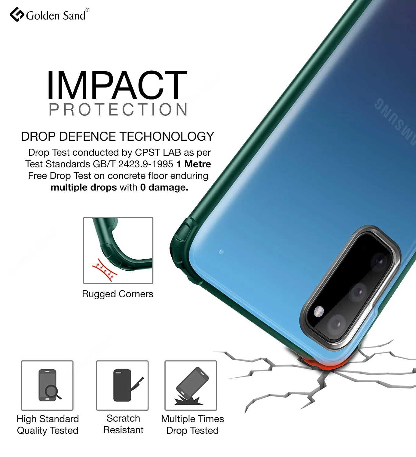Rugged Frosted Series Hybrid Translucent Back Cover for Samsung Galaxy S20 6.2 inch, Green