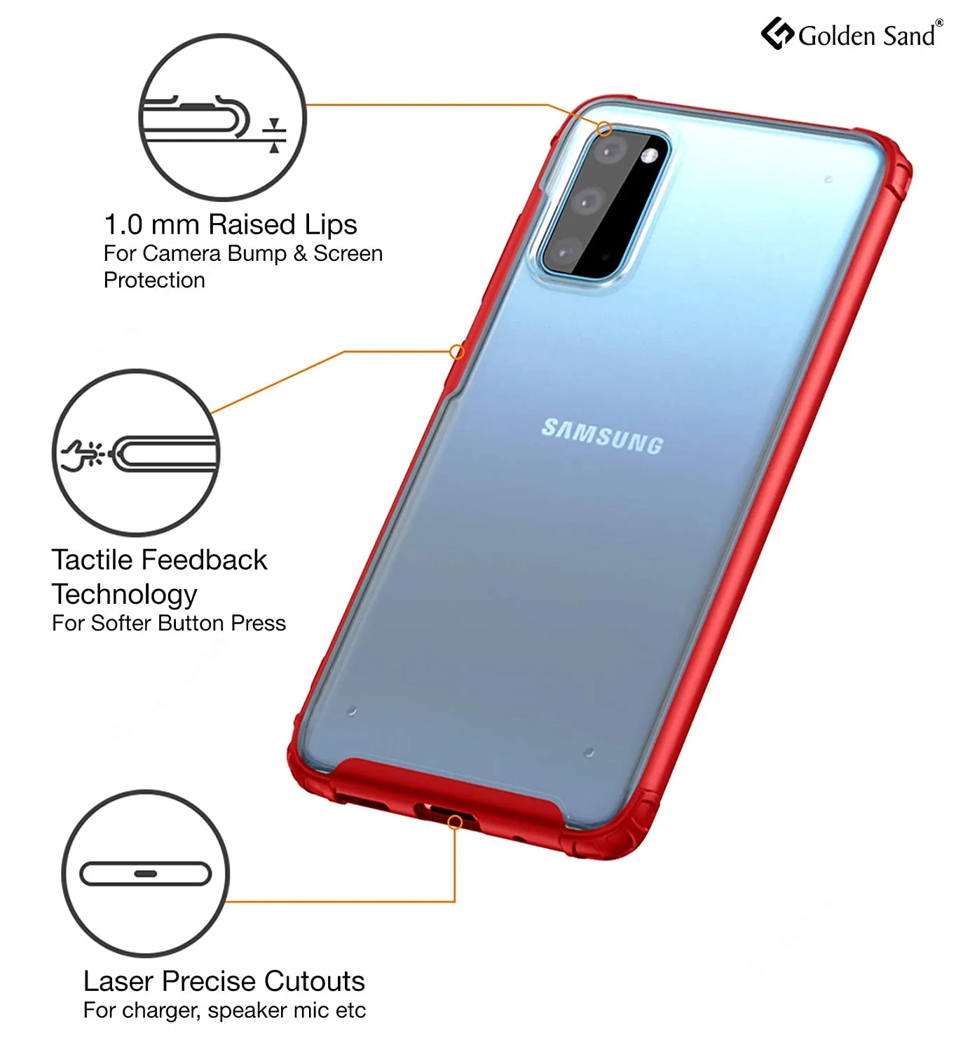 Rugged Frosted Series Hybrid Translucent Back Cover for Samsung Galaxy S20 6.2 inch, Red
