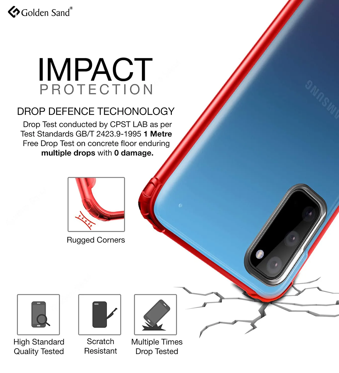 Rugged Frosted Series Hybrid Translucent Back Cover for Samsung Galaxy S20 6.2 inch, Red