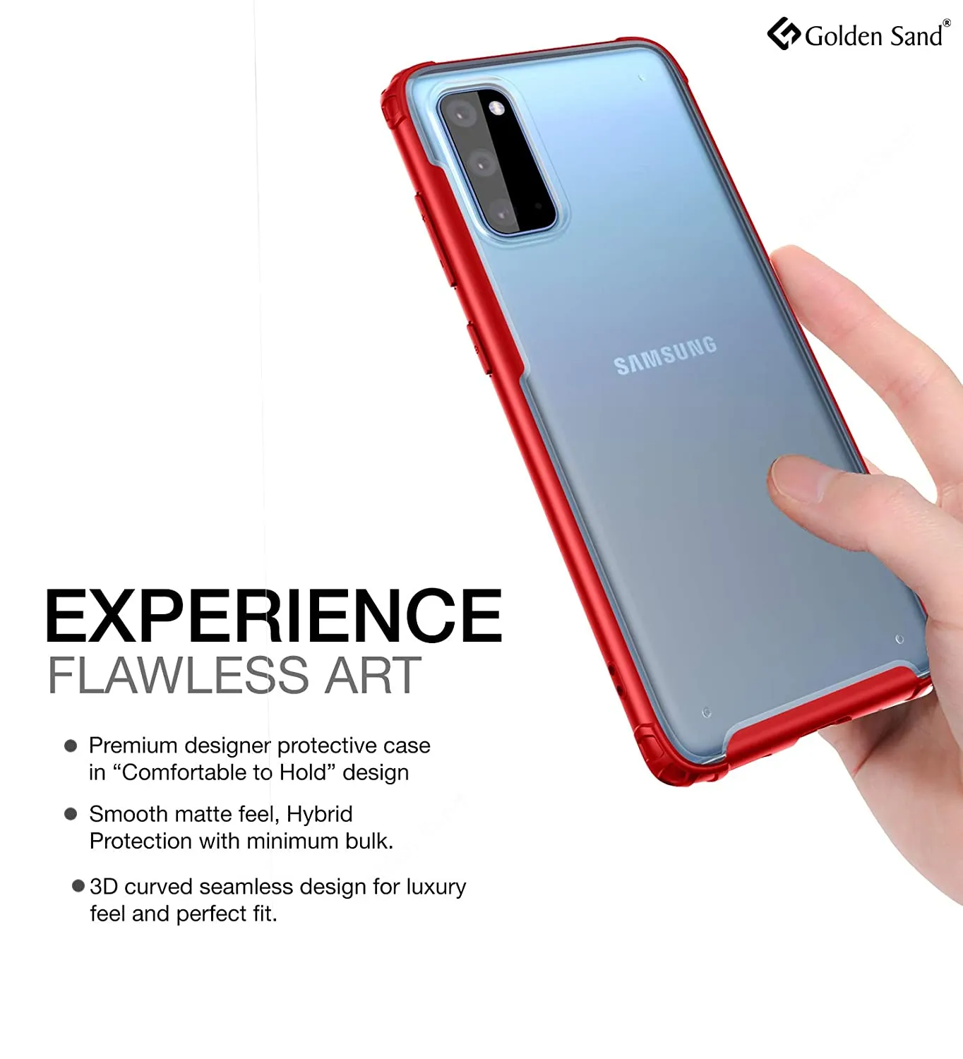 Rugged Frosted Series Hybrid Translucent Back Cover for Samsung Galaxy S20 6.2 inch, Red
