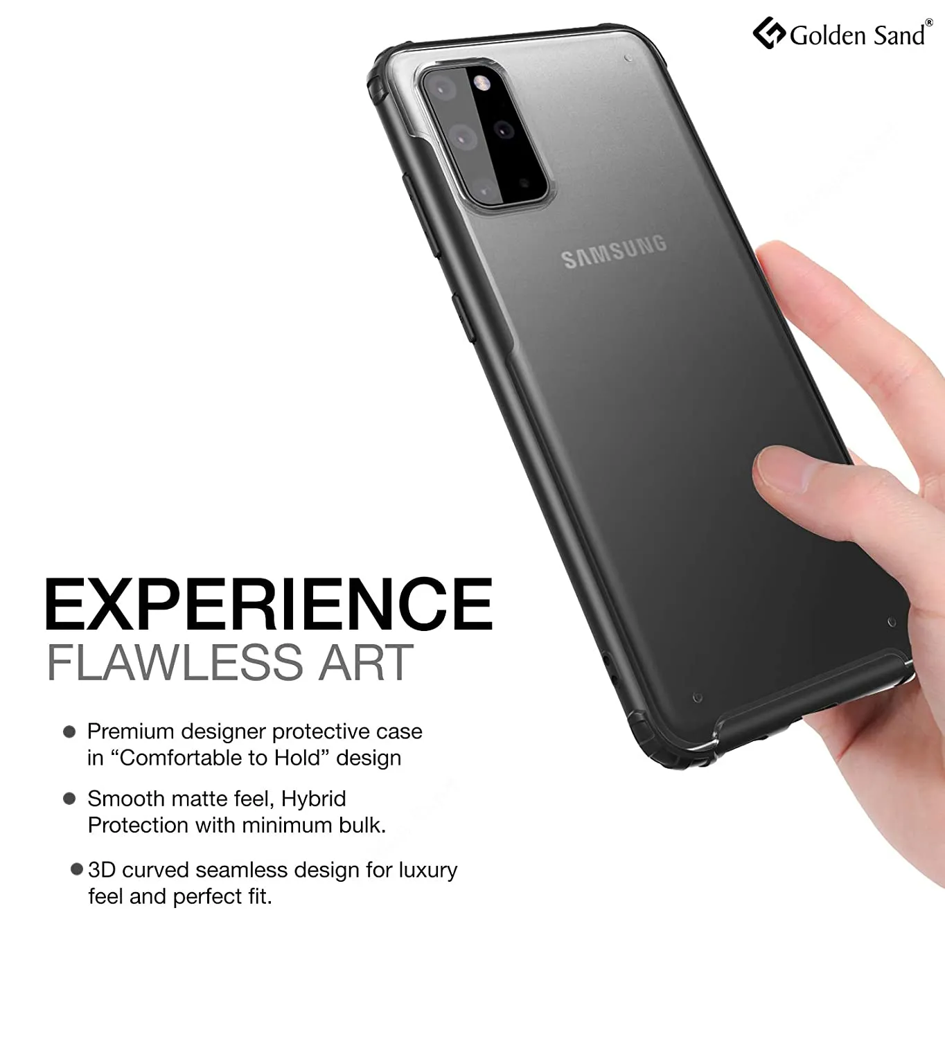 Rugged Frosted Series Hybrid Translucent Back Cover for Samsung Galaxy S20 Plus 6.7 inch, Black