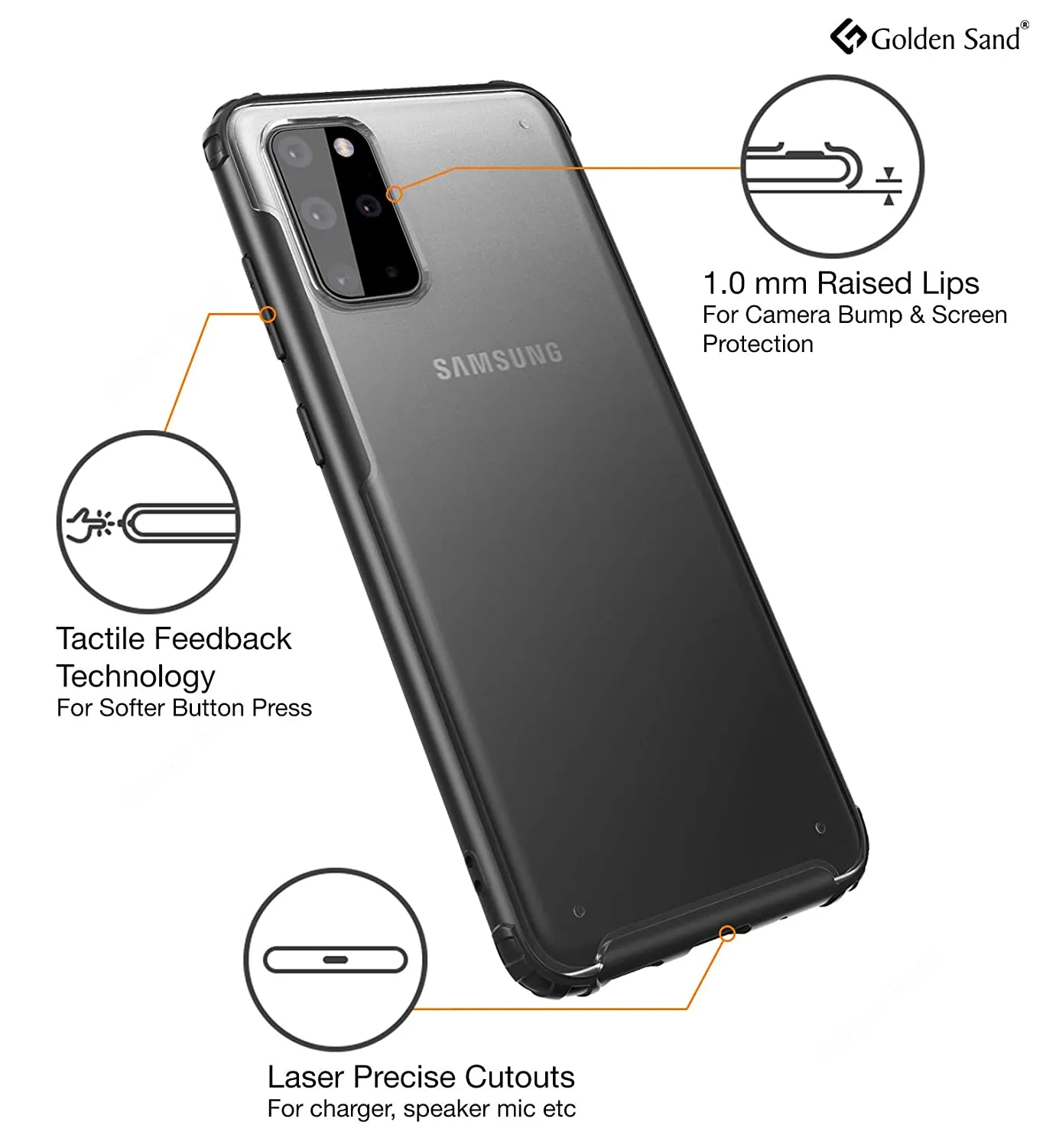 Rugged Frosted Series Hybrid Translucent Back Cover for Samsung Galaxy S20 Plus 6.7 inch, Black