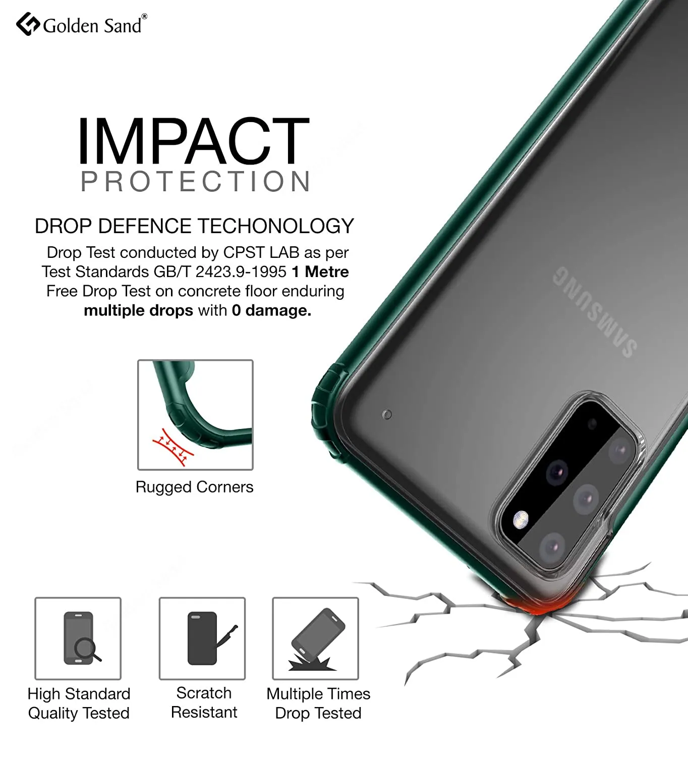 Rugged Frosted Series Hybrid Translucent Back Cover for Samsung Galaxy S20 Plus 6.7 inch, Green