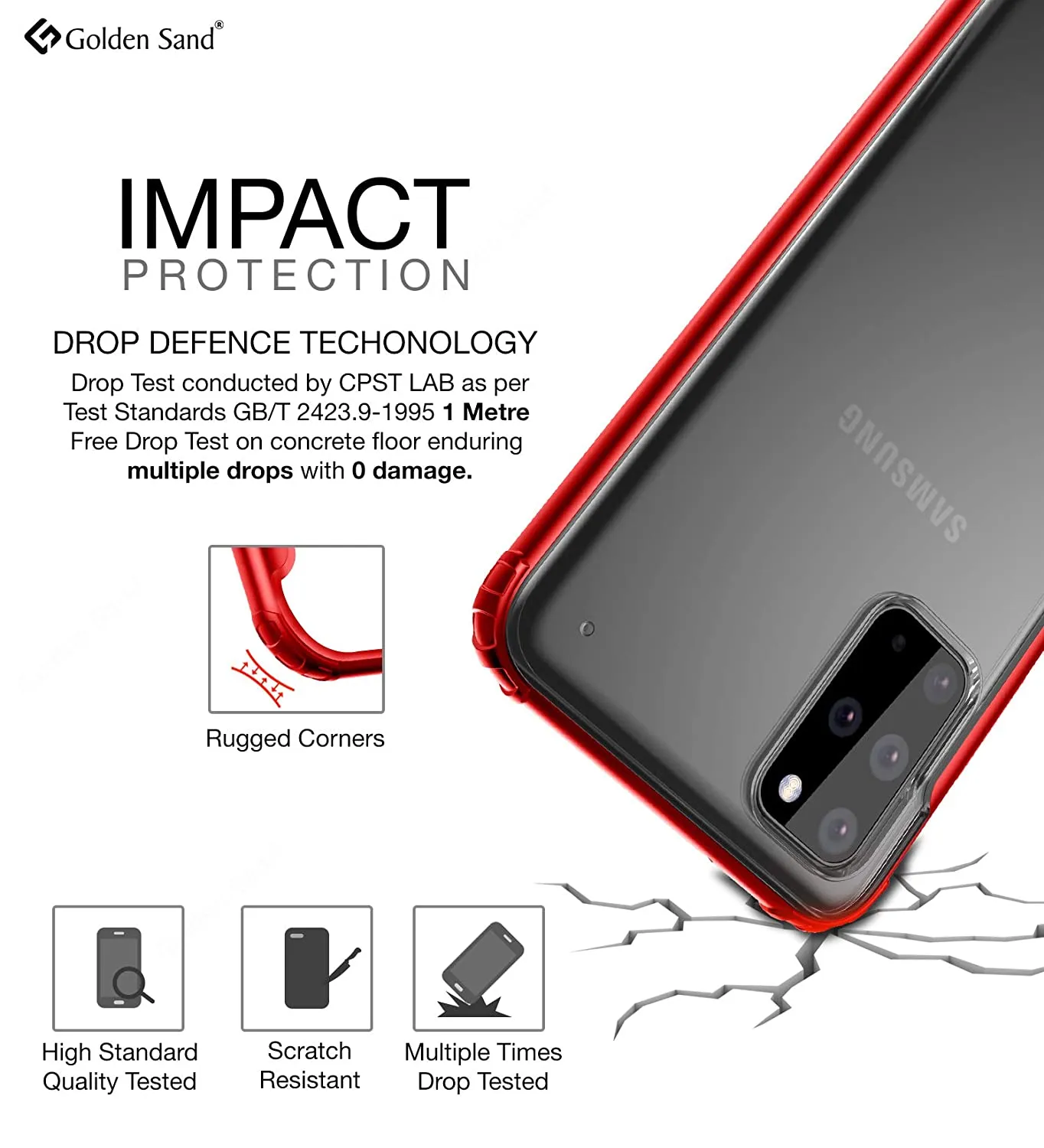 Rugged Frosted Series Hybrid Translucent Back Cover for Samsung Galaxy S20 Plus 6.7 inch, Red
