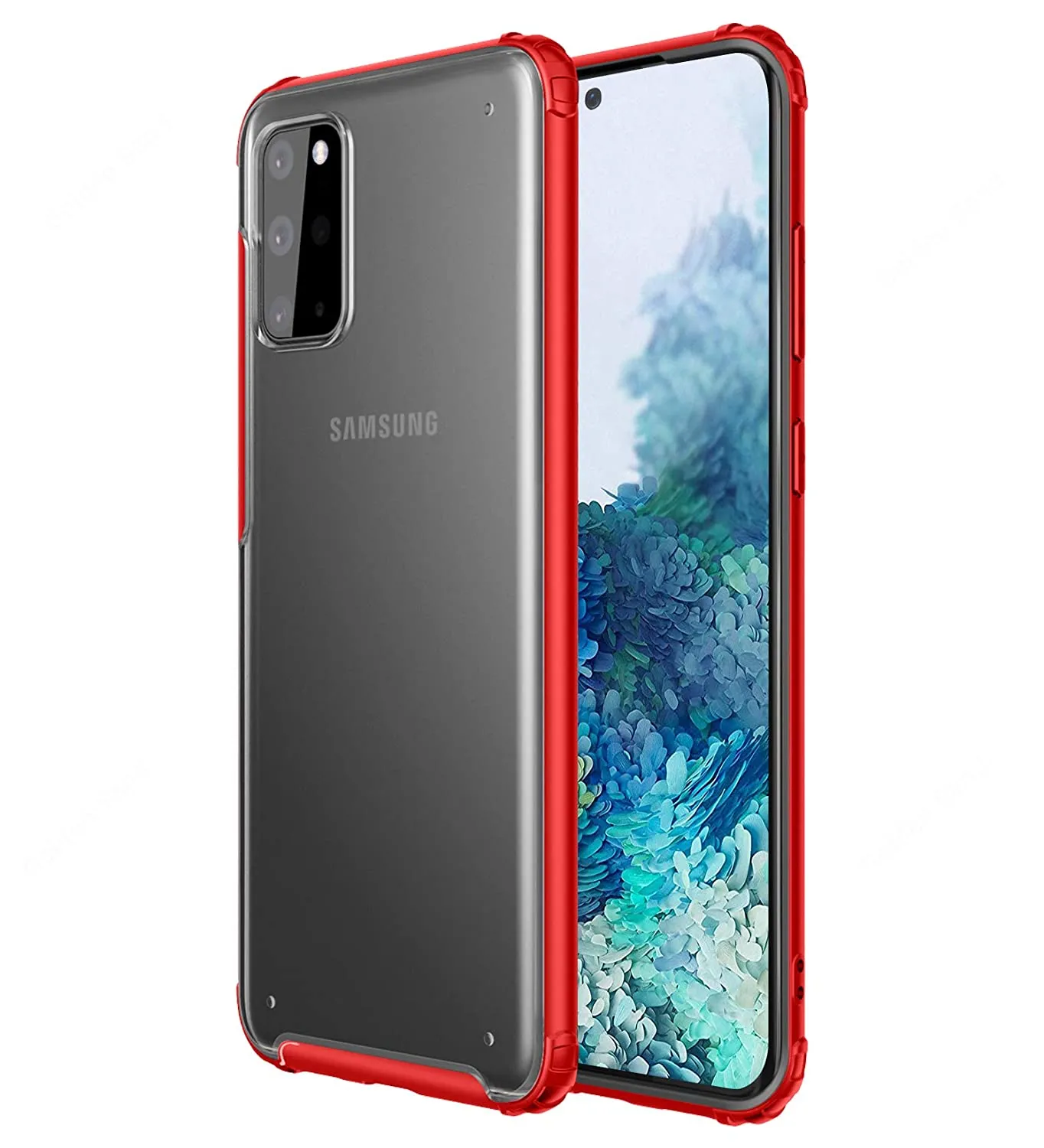 Rugged Frosted Series Hybrid Translucent Back Cover for Samsung Galaxy S20 Plus 6.7 inch, Red