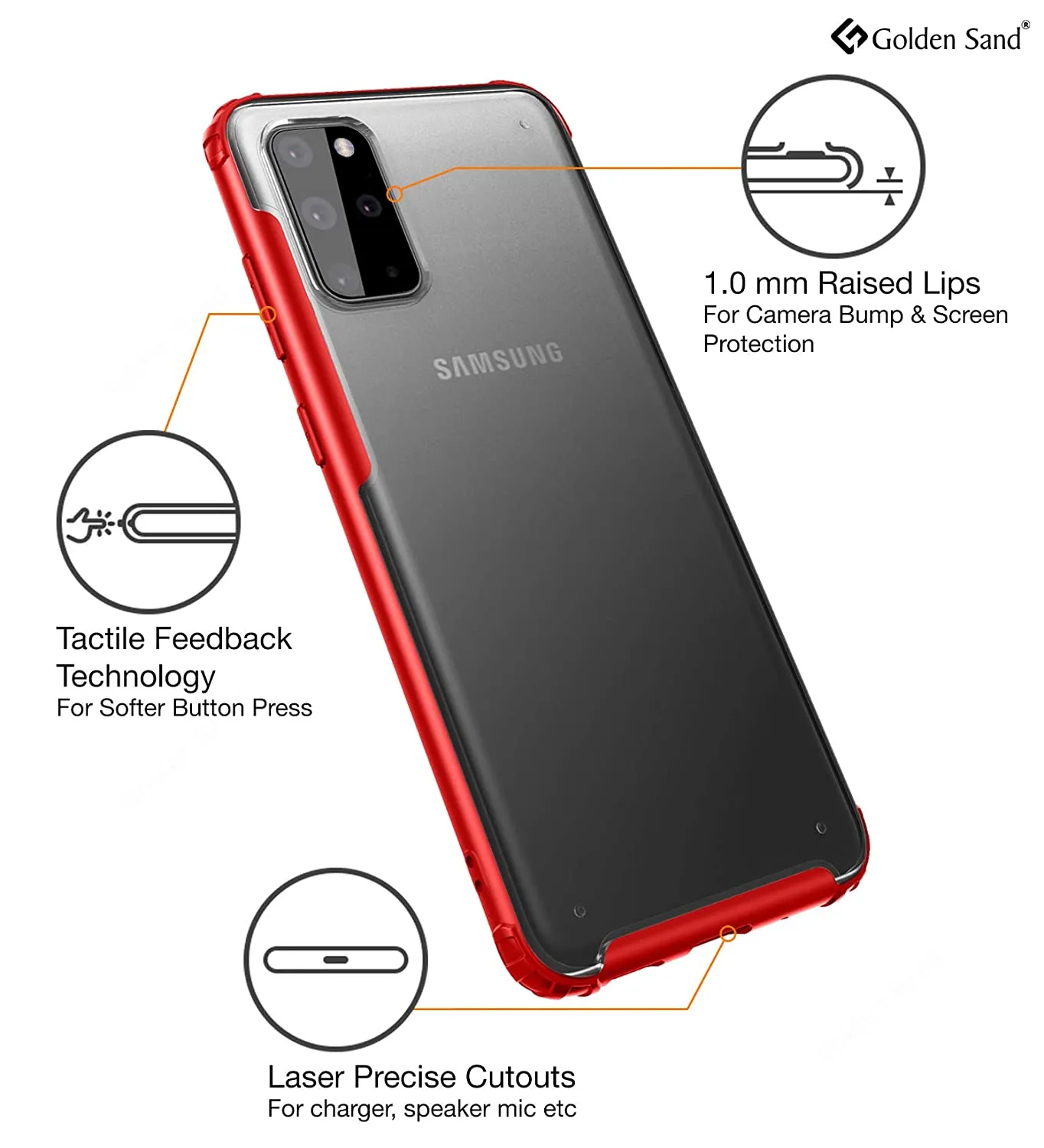 Rugged Frosted Series Hybrid Translucent Back Cover for Samsung Galaxy S20 Plus 6.7 inch, Red