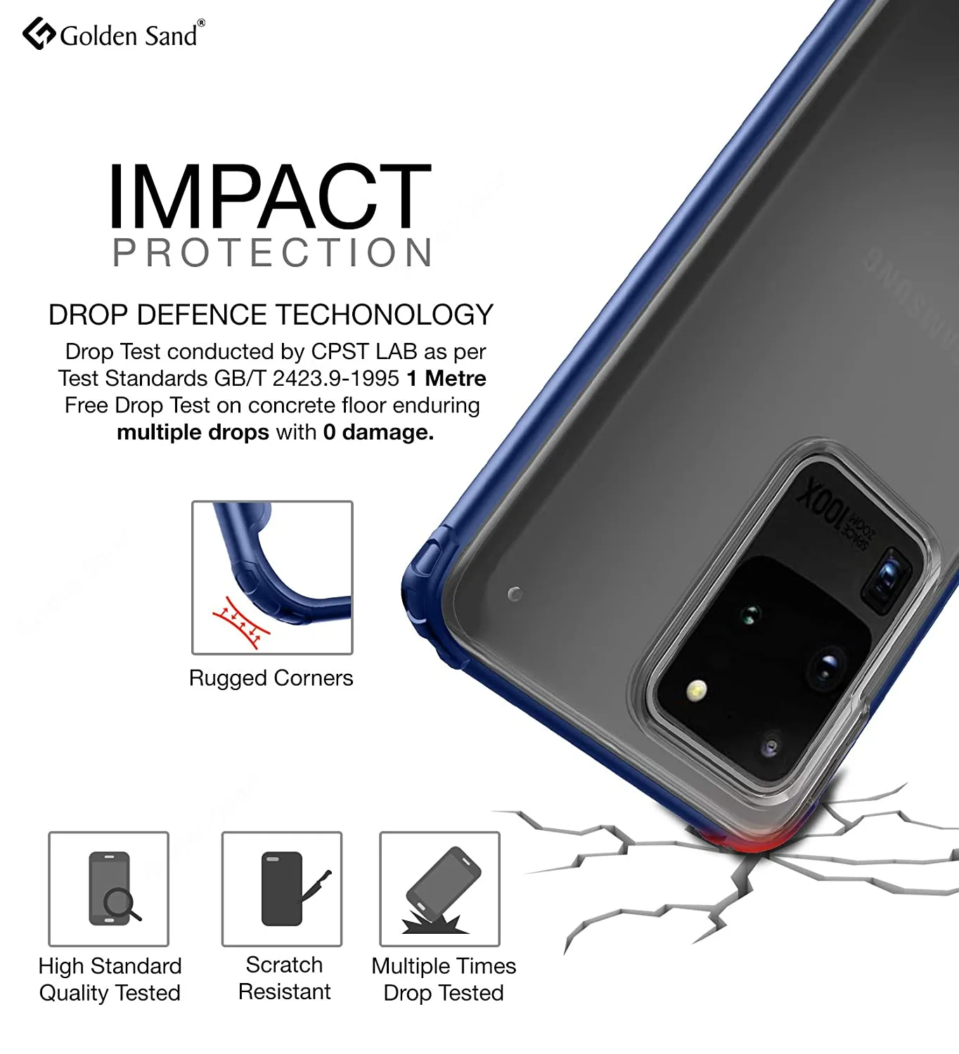 Rugged Frosted Series Hybrid Translucent Back Cover for Samsung Galaxy S20 Ultra 6.9 inch, Blue