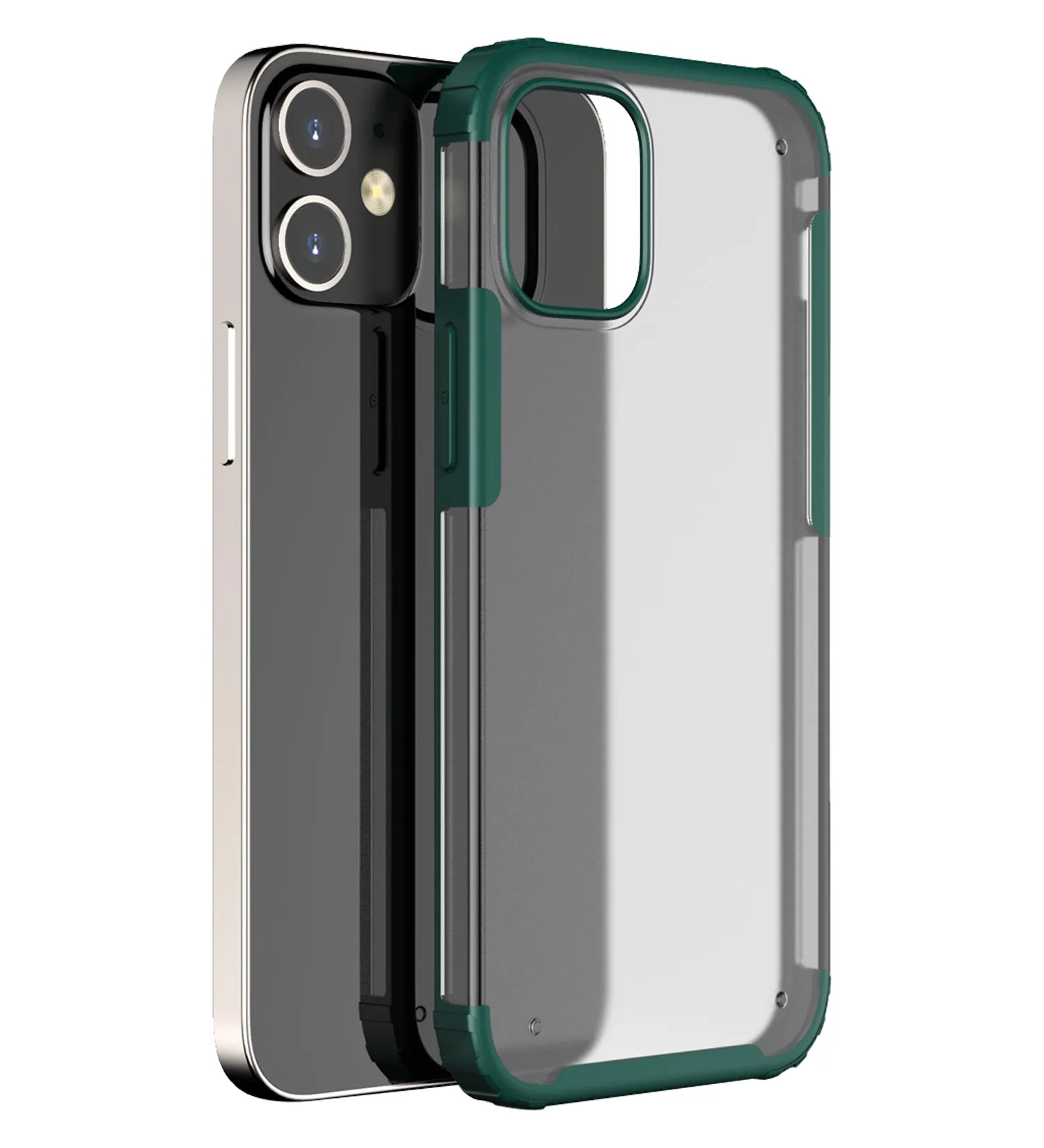 Rugged Frosted Series Semi Transparent PC Shock Proof Slim Back Cover for Apple iPhone 12, Green