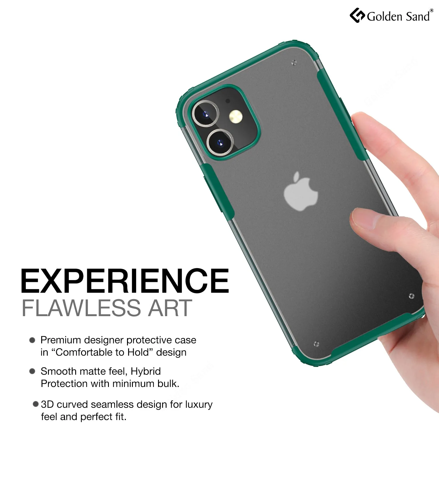 Rugged Frosted Series Semi Transparent PC Shock Proof Slim Back Cover for Apple iPhone 12, Green