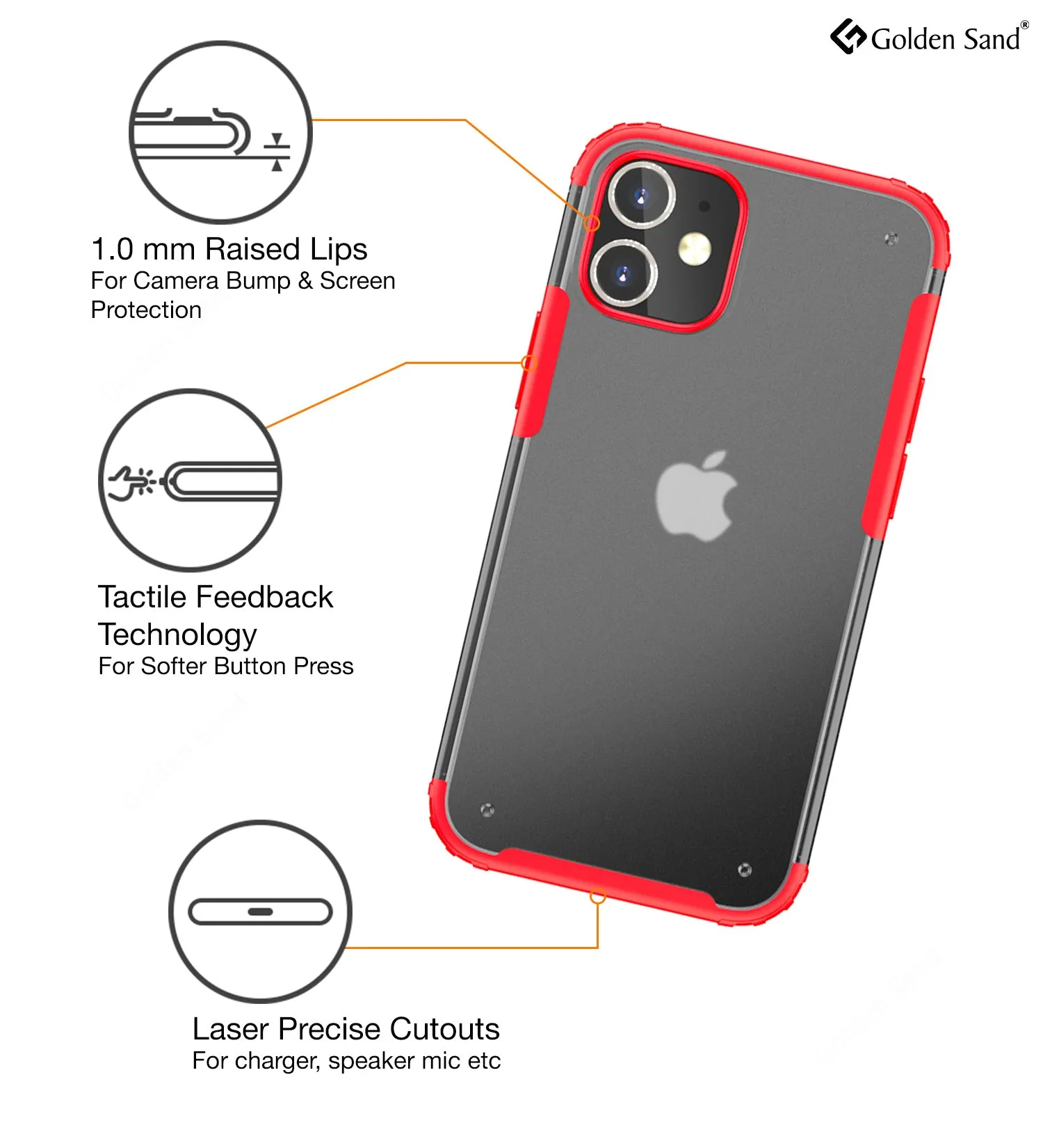 Rugged Frosted Series Semi Transparent PC Shock Proof Slim Back Cover for Apple iPhone 12 Mini, Red