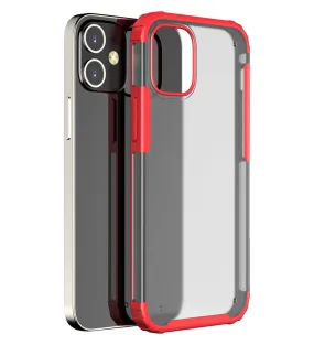 Rugged Frosted Series Semi Transparent PC Shock Proof Slim Back Cover for Apple iPhone 12 Mini, Red
