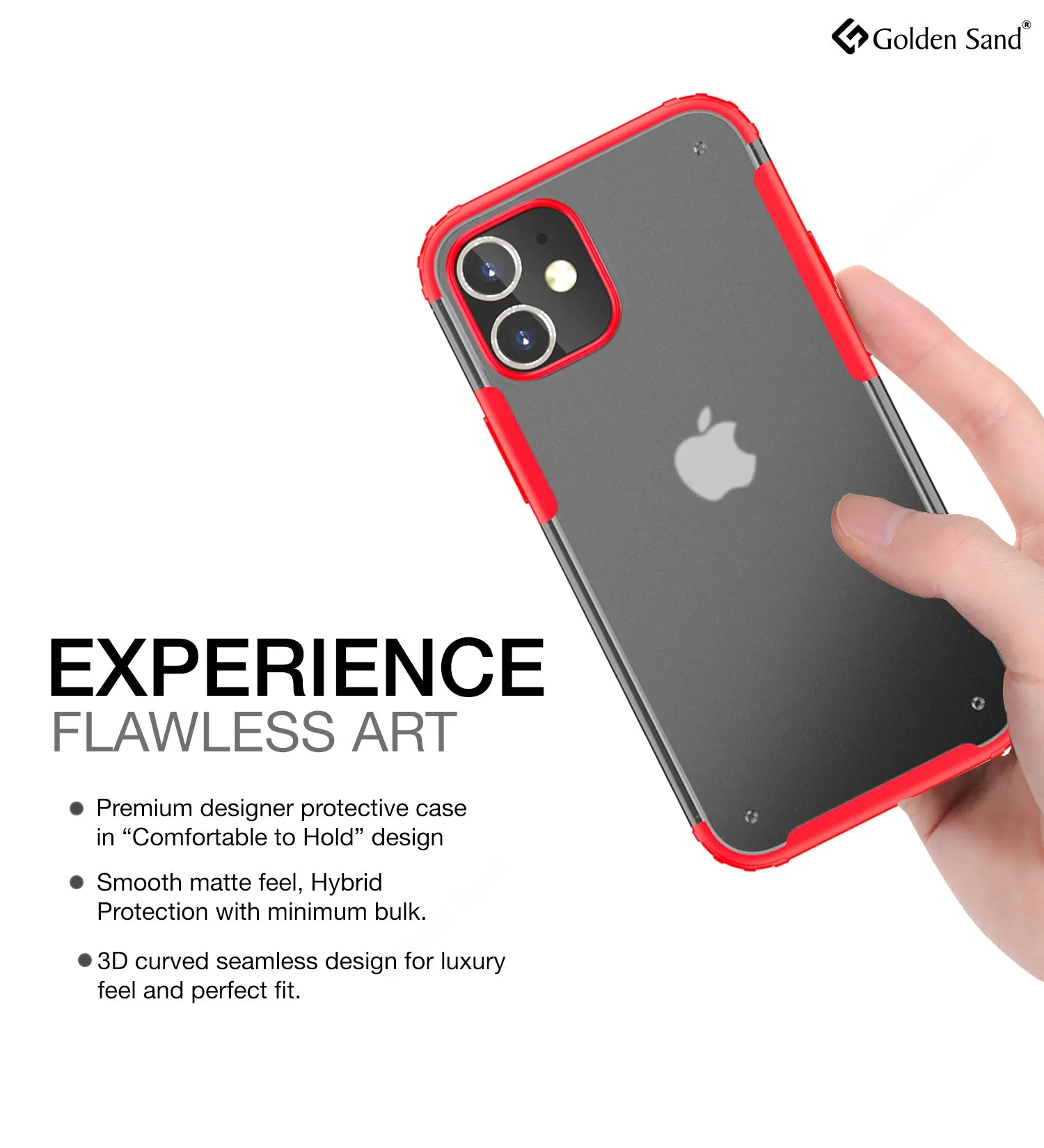 Rugged Frosted Series Semi Transparent PC Shock Proof Slim Back Cover for Apple iPhone 12 Mini, Red