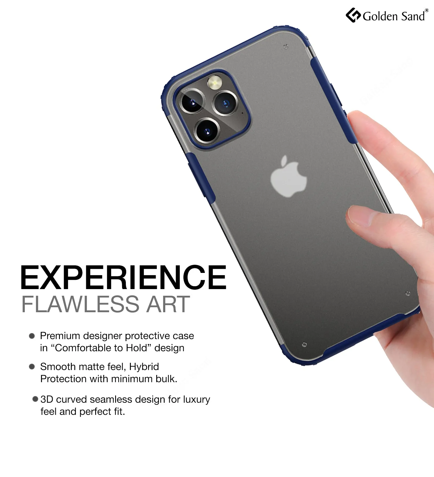 Rugged Frosted Series Semi Transparent PC Shock Proof Slim Back Cover for Apple iPhone 12 Pro, Blue