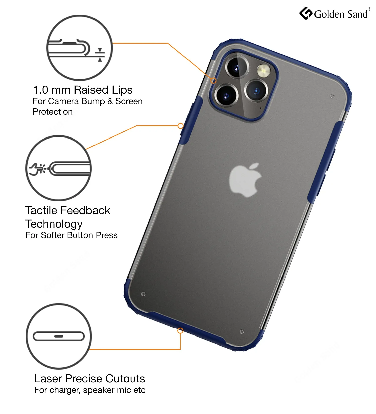 Rugged Frosted Series Semi Transparent PC Shock Proof Slim Back Cover for Apple iPhone 12 Pro, Blue