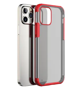 Rugged Frosted Series Semi Transparent PC Shock Proof Slim Back Cover for Apple iPhone 12 Pro Max, Red