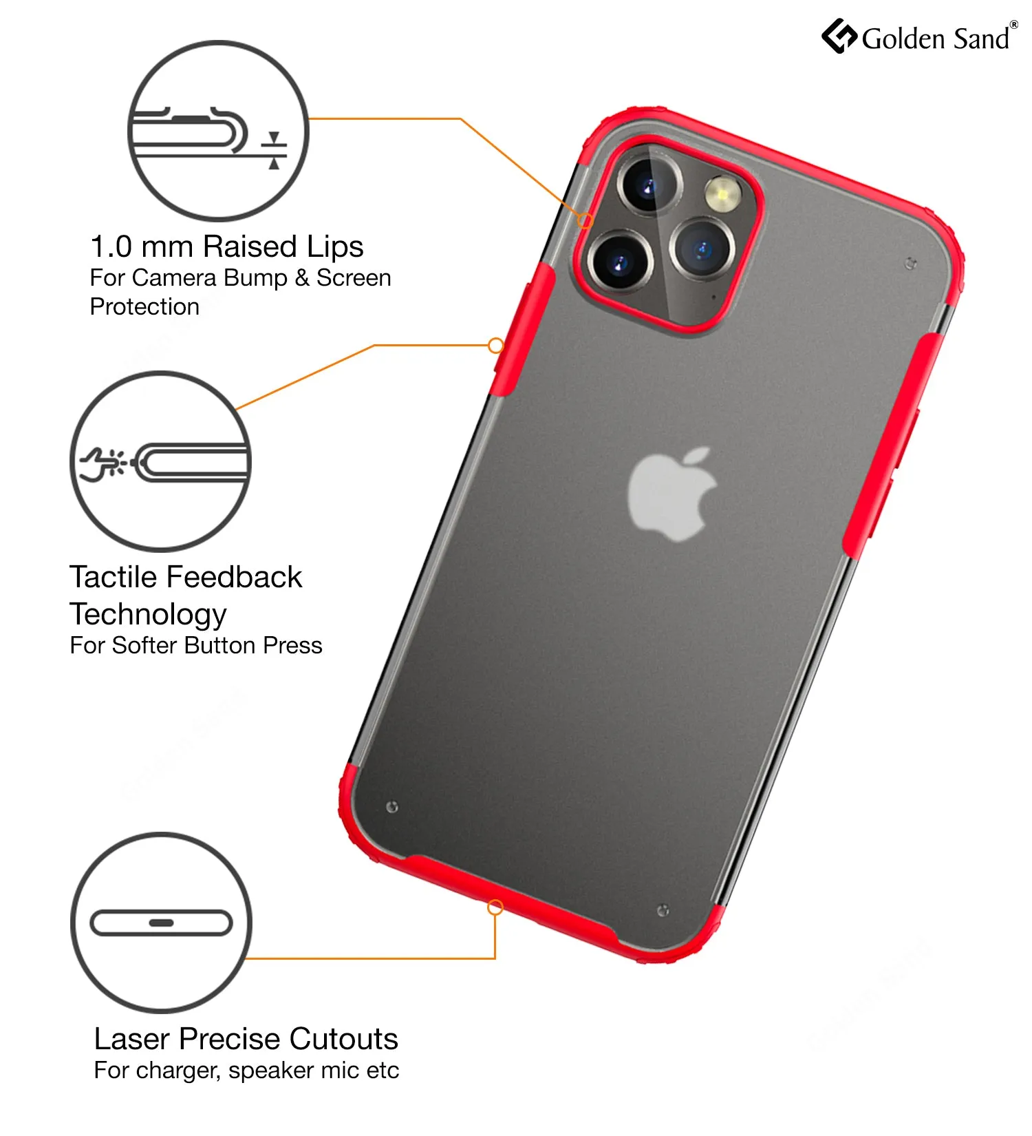 Rugged Frosted Series Semi Transparent PC Shock Proof Slim Back Cover for Apple iPhone 12 Pro Max, Red