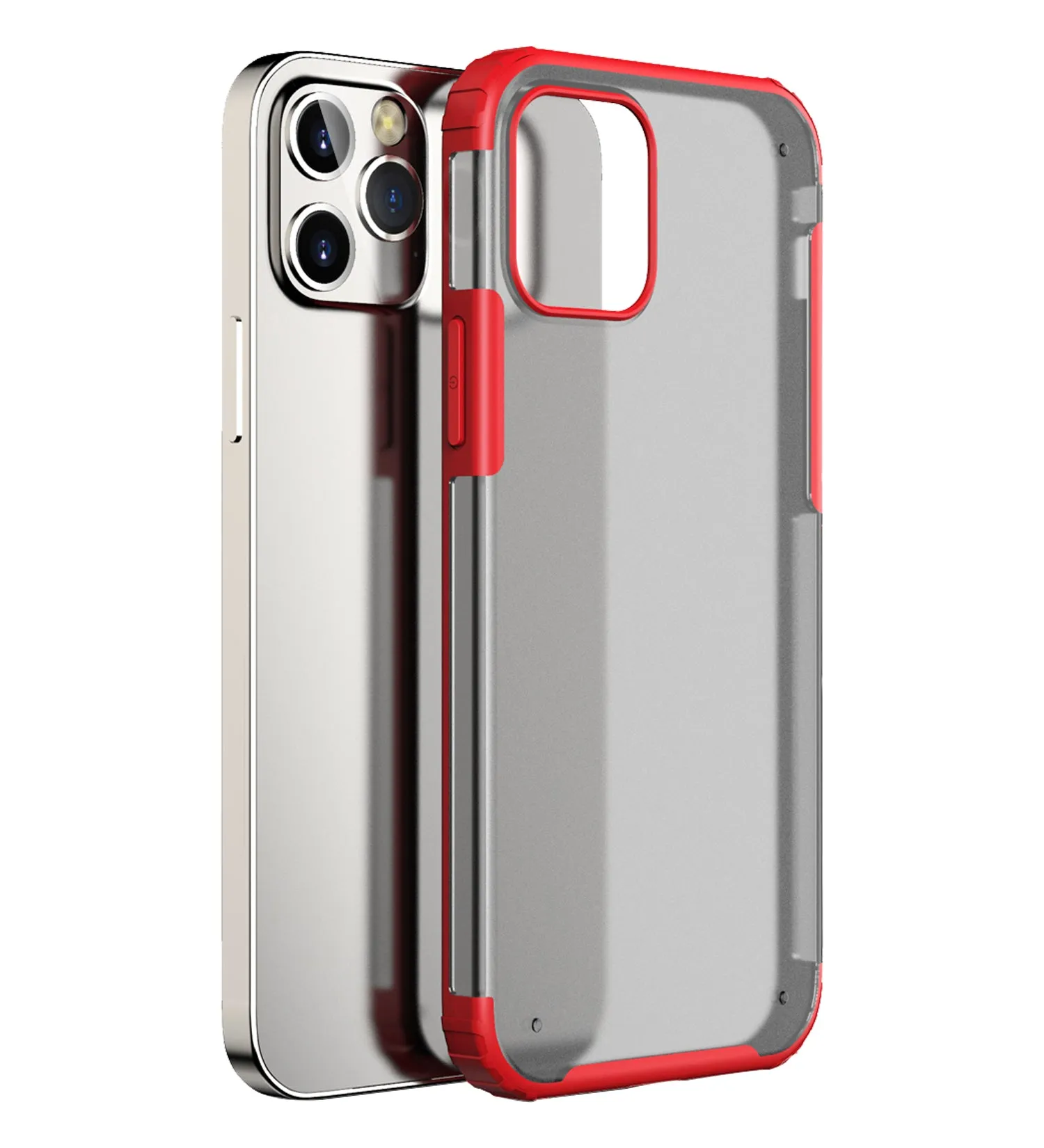 Rugged Frosted Series Semi Transparent PC Shock Proof Slim Back Cover for Apple iPhone 12 Pro Max, Red