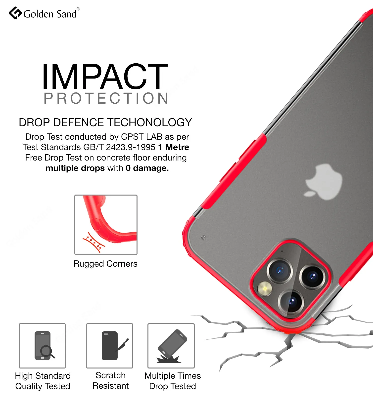 Rugged Frosted Series Semi Transparent PC Shock Proof Slim Back Cover for Apple iPhone 12 Pro Max, Red