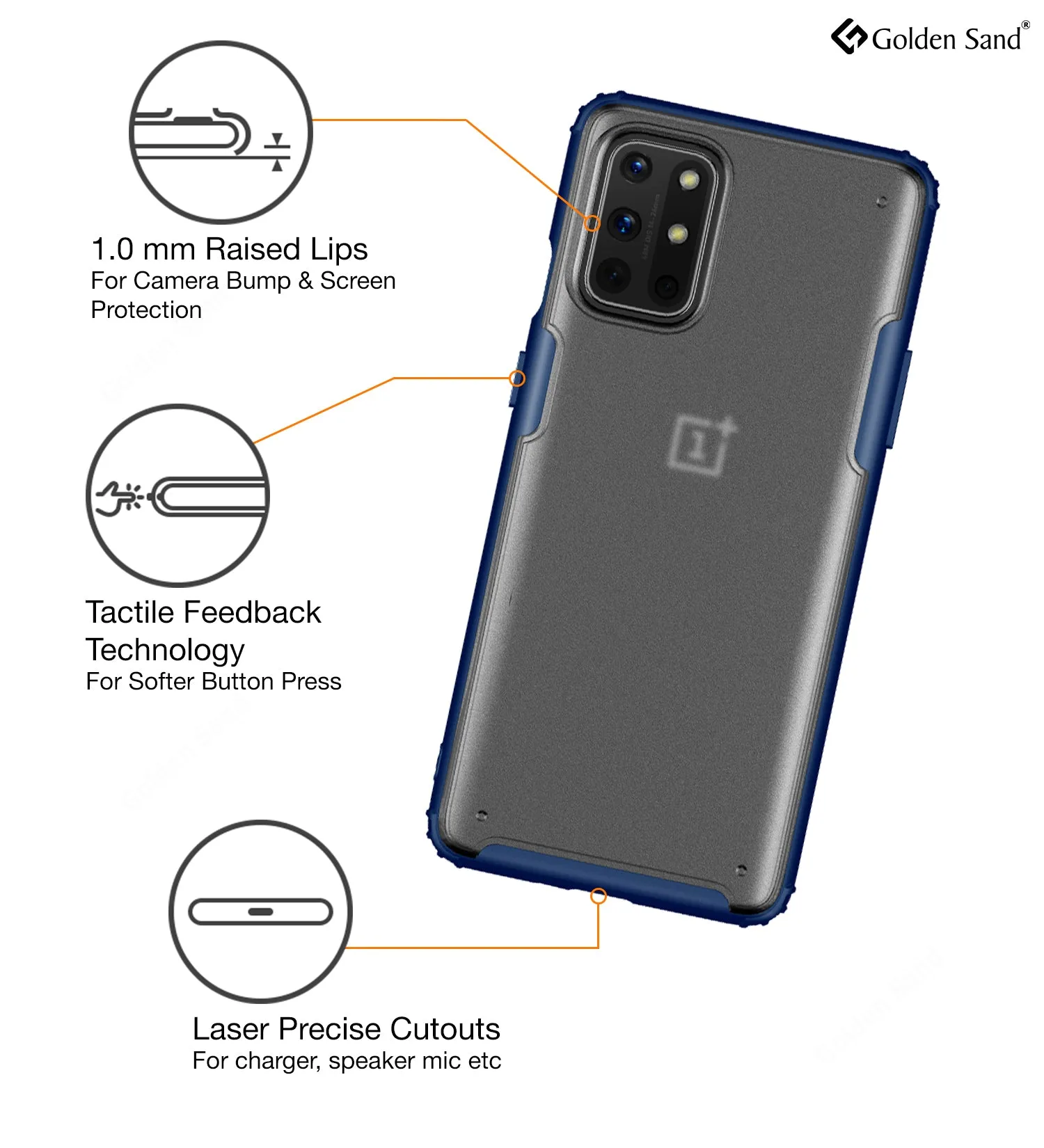 Rugged Frosted Series Semi Transparent PC Shock Proof Slim Back Cover for OnePlus 8T, One Plus 9R, Blue