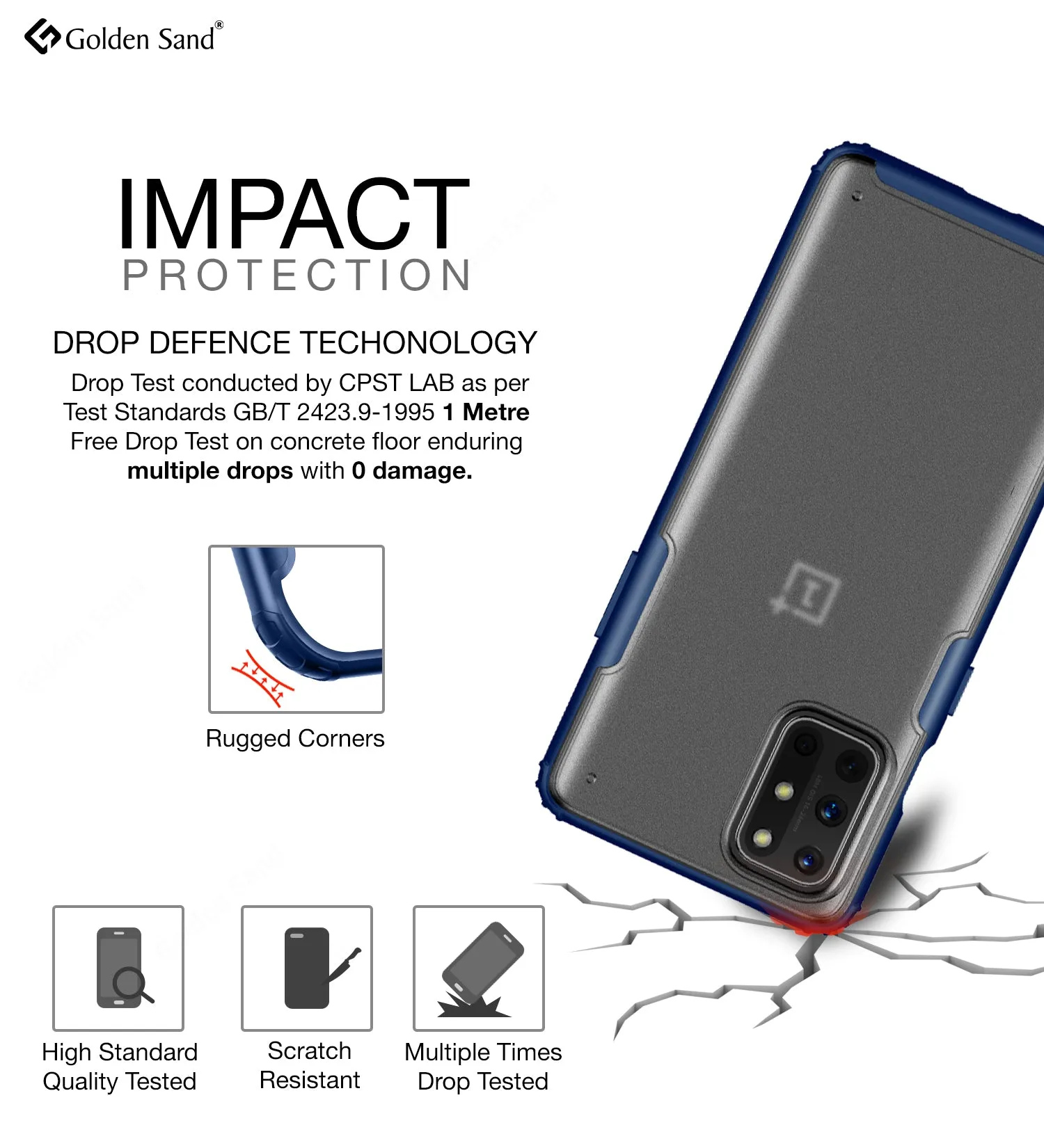 Rugged Frosted Series Semi Transparent PC Shock Proof Slim Back Cover for OnePlus 8T, One Plus 9R, Blue