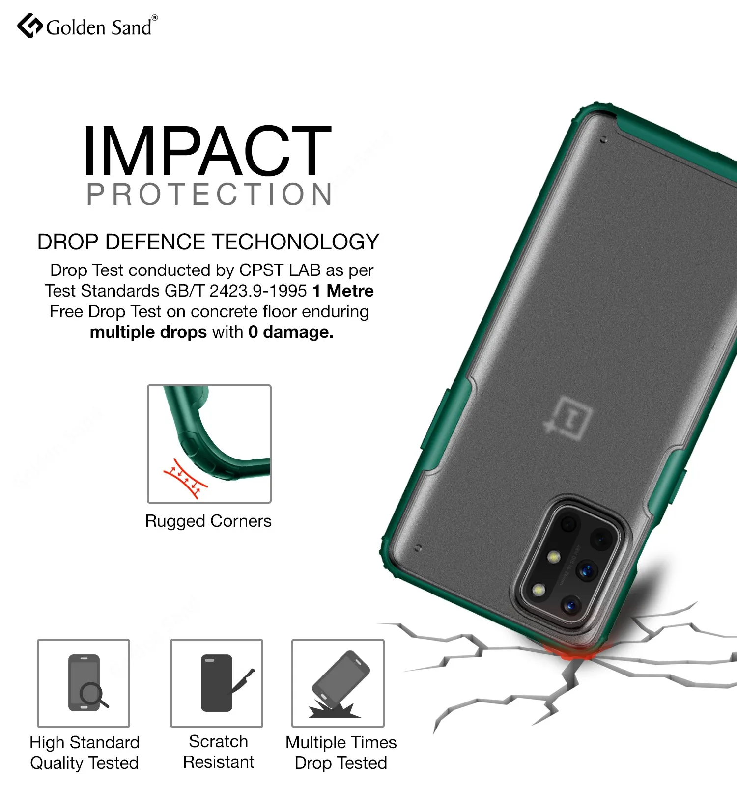 Rugged Frosted Series Semi Transparent PC Shock Proof Slim Back Cover for OnePlus 8T, One Plus 9R, Green