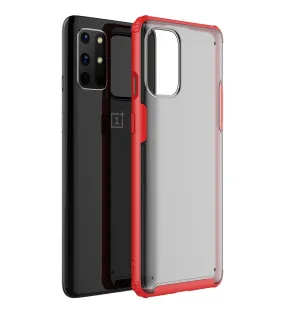 Rugged Frosted Series Semi Transparent PC Shock Proof Slim Back Cover for OnePlus 8T, One Plus 9R, Red
