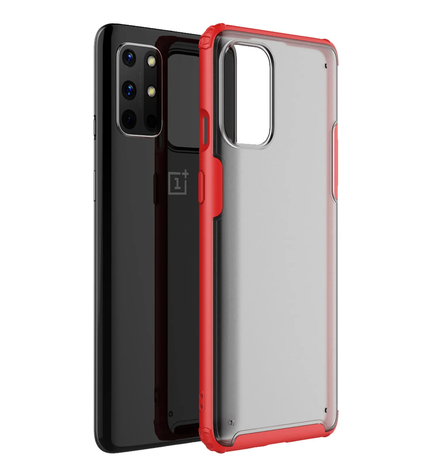 Rugged Frosted Series Semi Transparent PC Shock Proof Slim Back Cover for OnePlus 8T, One Plus 9R, Red