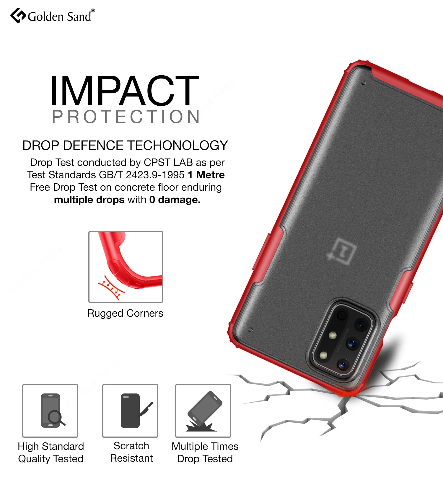 Rugged Frosted Series Semi Transparent PC Shock Proof Slim Back Cover for OnePlus 8T, One Plus 9R, Red