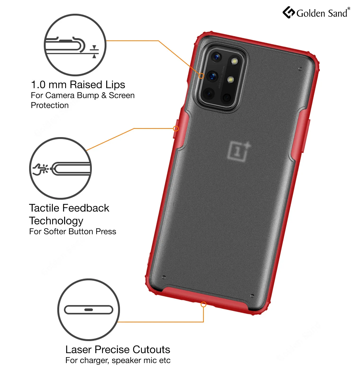 Rugged Frosted Series Semi Transparent PC Shock Proof Slim Back Cover for OnePlus 8T, One Plus 9R, Red