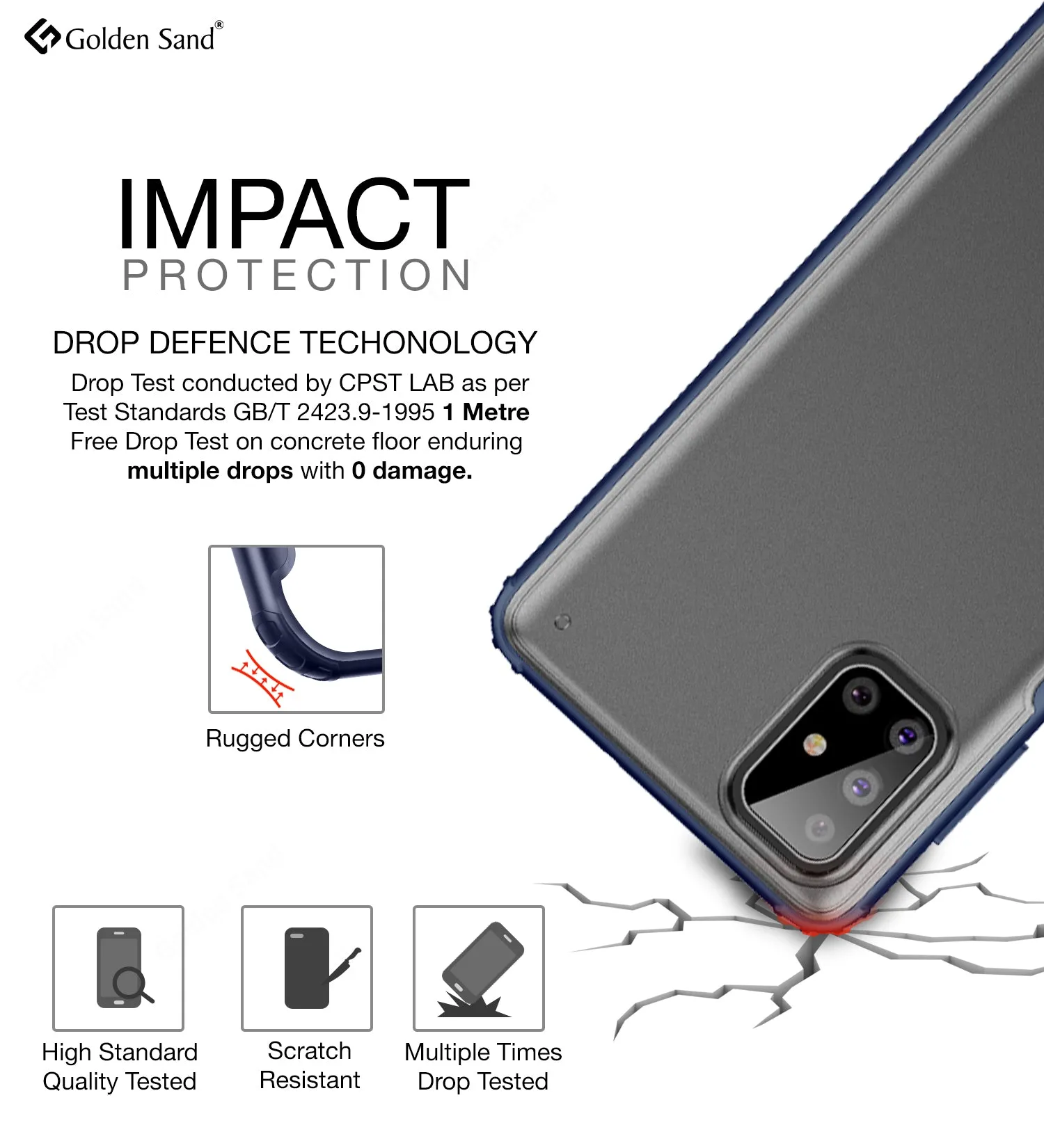 Rugged Frosted Series Semi Transparent PC Shock Proof Slim Back Cover for Samsung Galaxy M51, Blue