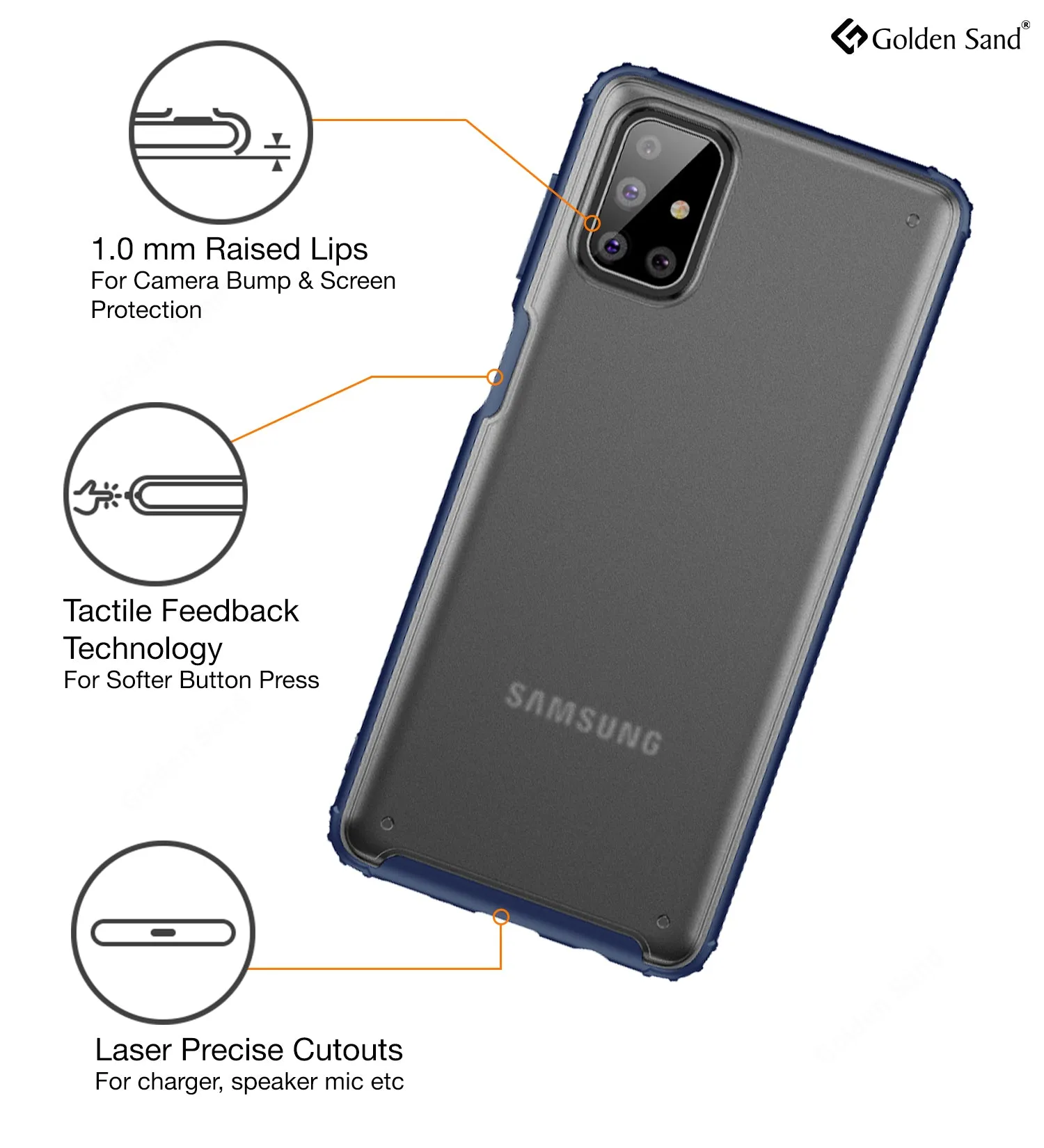 Rugged Frosted Series Semi Transparent PC Shock Proof Slim Back Cover for Samsung Galaxy M51, Blue