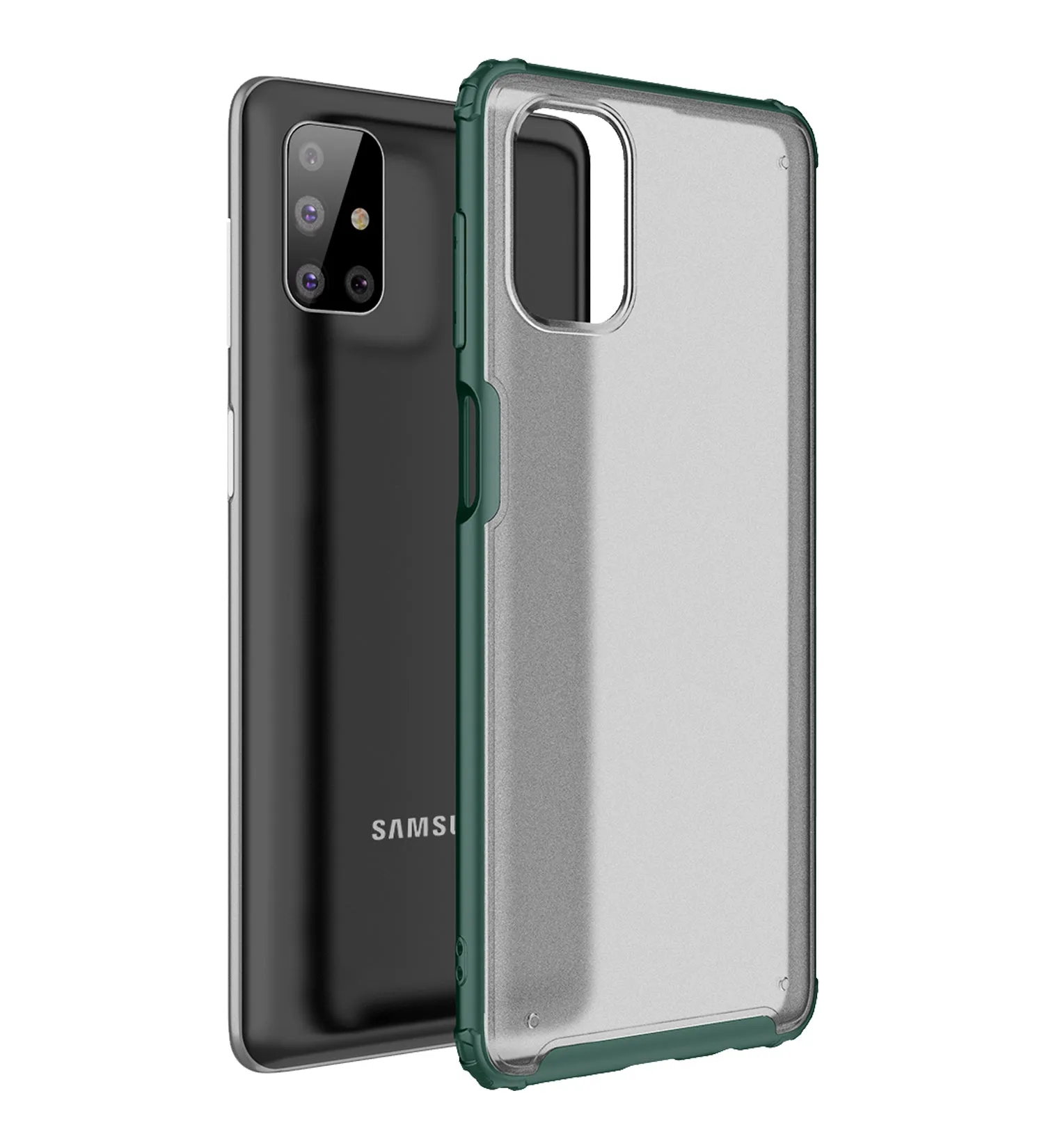 Rugged Frosted Series Semi Transparent PC Shock Proof Slim Back Cover for Samsung Galaxy M51, Green